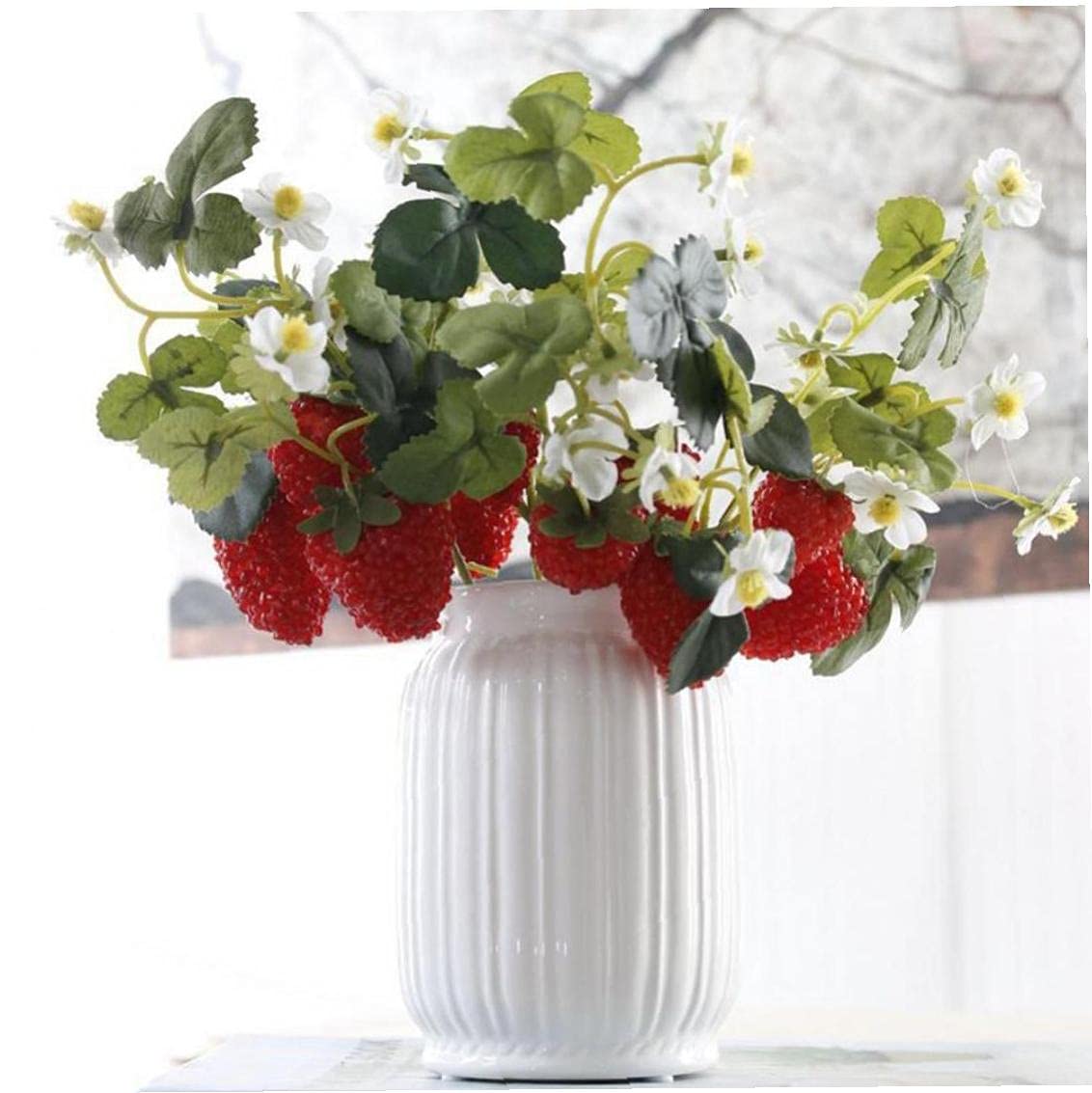 Zonster 5pcs Fake Flower Branches Artificial Fake Strawberry Fruit Plant Bouquet for Wedding Home Decor Photography Props