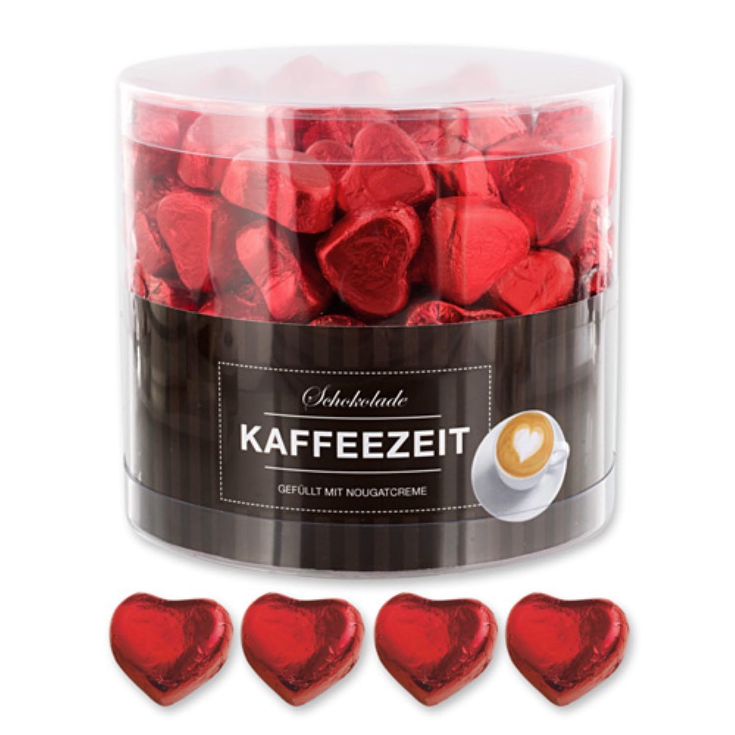 Günthart 150 Stück rote Schokoladen Herzen mit Nougatfüllung Nougatcreme Kaffeezeit Schokoladenherzen rot San Marino, Give away rote Herzen aus Schokolade Kaffeezeit (1,2 kg)