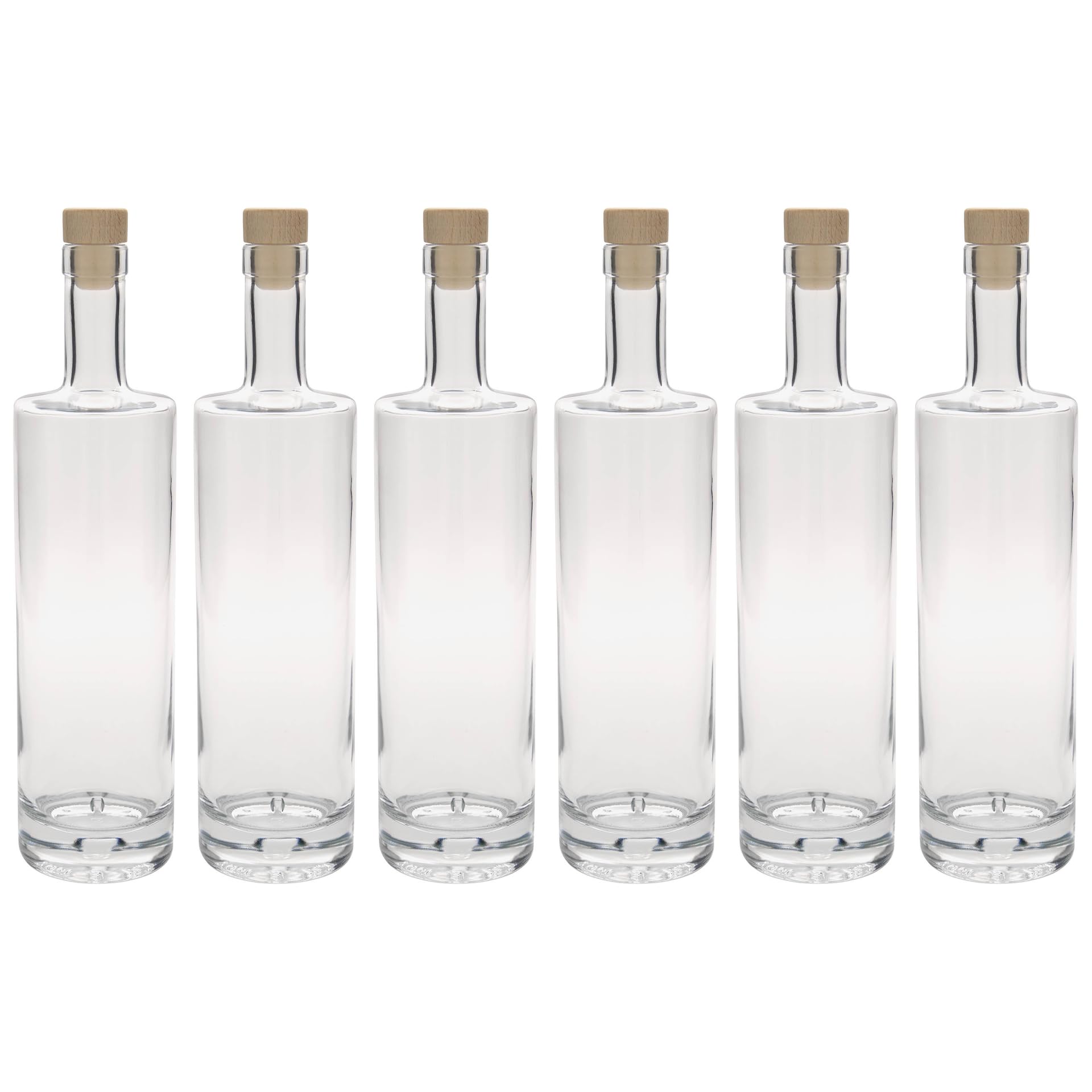 Set di 6 bottiglie di vetro Titano da 700 ml, con manico in legno, per liquori e liquori