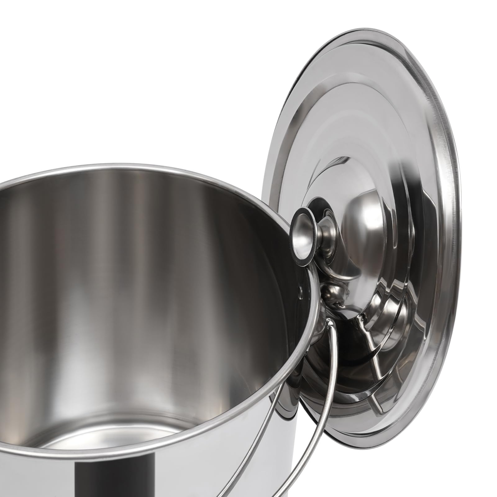 Secchio in acciaio inox 304 da 20 l, per cucina e campeggio, con coperchio, spessore 1,6 mm, apertura 31 cm, per alimenti, latte, champagne