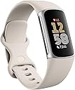 Fitbit Charge 6 Fitness Tracker with Google apps, Heart Rate on Exercise Equipment, 6-Months Premium Membership Included, GPS, Health Tools and More, Porcelain/Silver, One Size (S & L Bands Included)