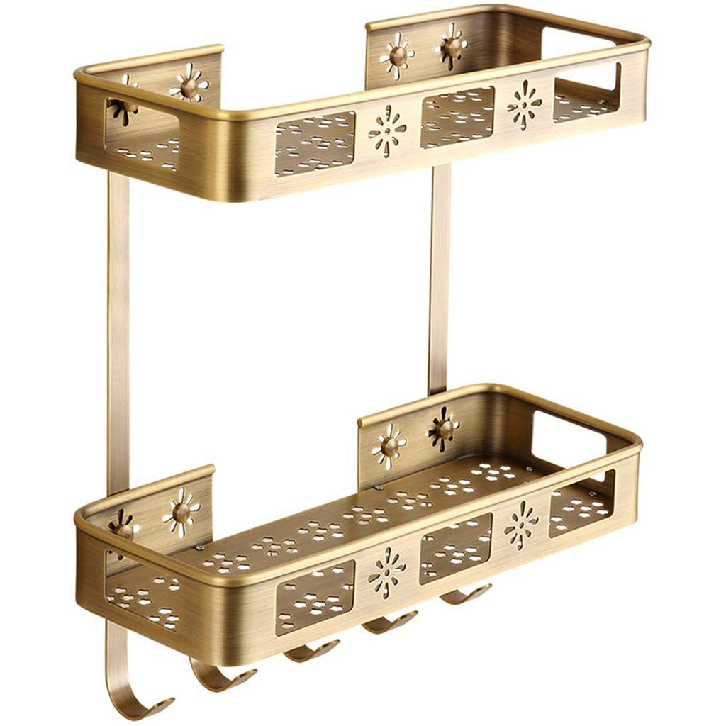 TYUHDUYUR Metal Bathroom Tub and Shower Caddy Hanging Storage Organizer Center with Wash Cloth Hooks and Baskets for