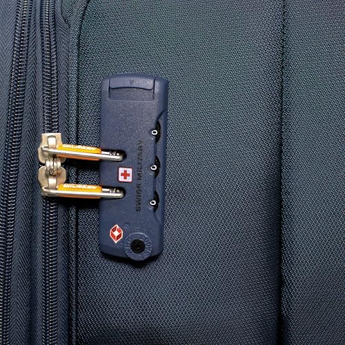 Image of SWISS MILITARY Nylon Mercury 8 Wheels 55cm Trolley Luggage, Soft Case 360 Rotatable Wheels, TSA Lock, Expandable Storage & Quick Front Pocket Suitcase, Travel Bag for Men & Women, Small Navy 44L