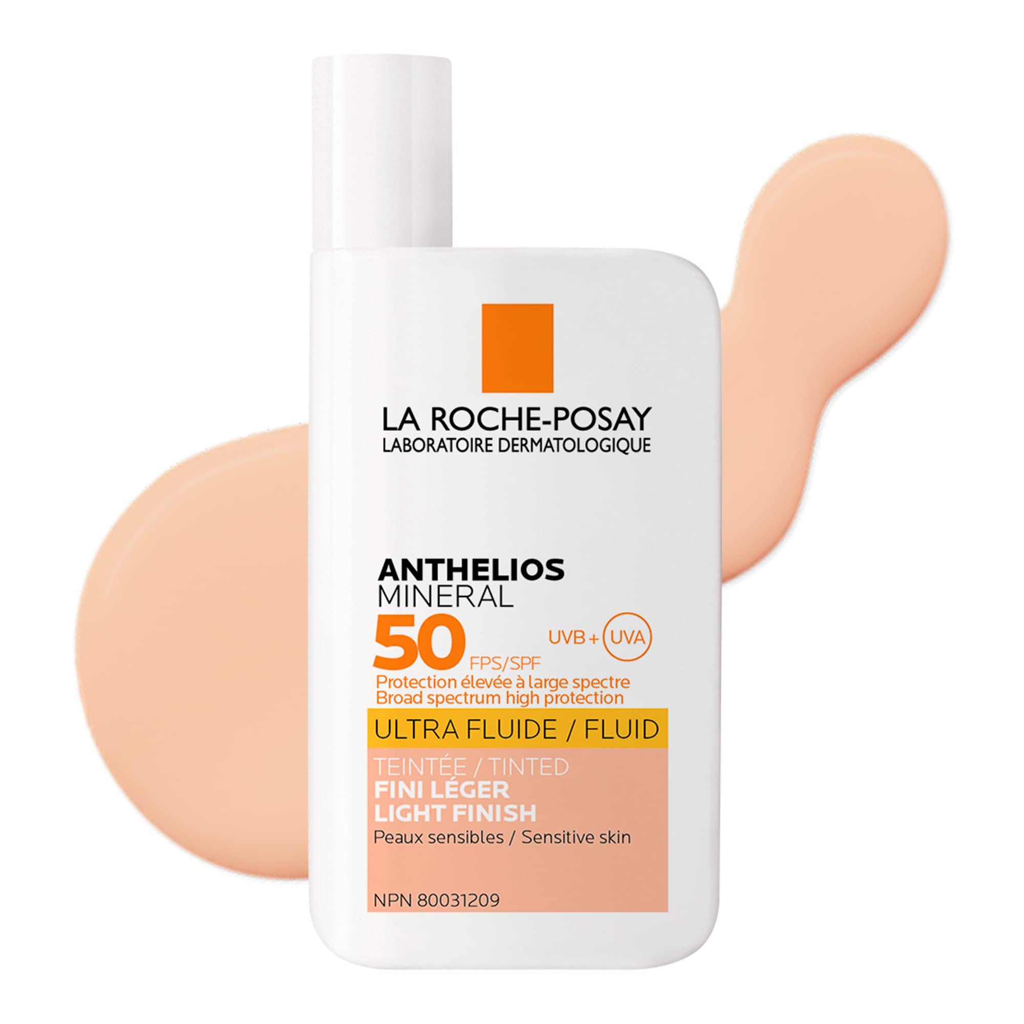 La Roche-Posay Face Sunscreen  Anthelios Tinted Mineral Ultra-Fluid SPF 50 Lotion UVA-UVB Sun Protection  Titanium Dioxide  100% Mineral Filter  Fragrance Free  Water Resistant. Travel Size  50ml