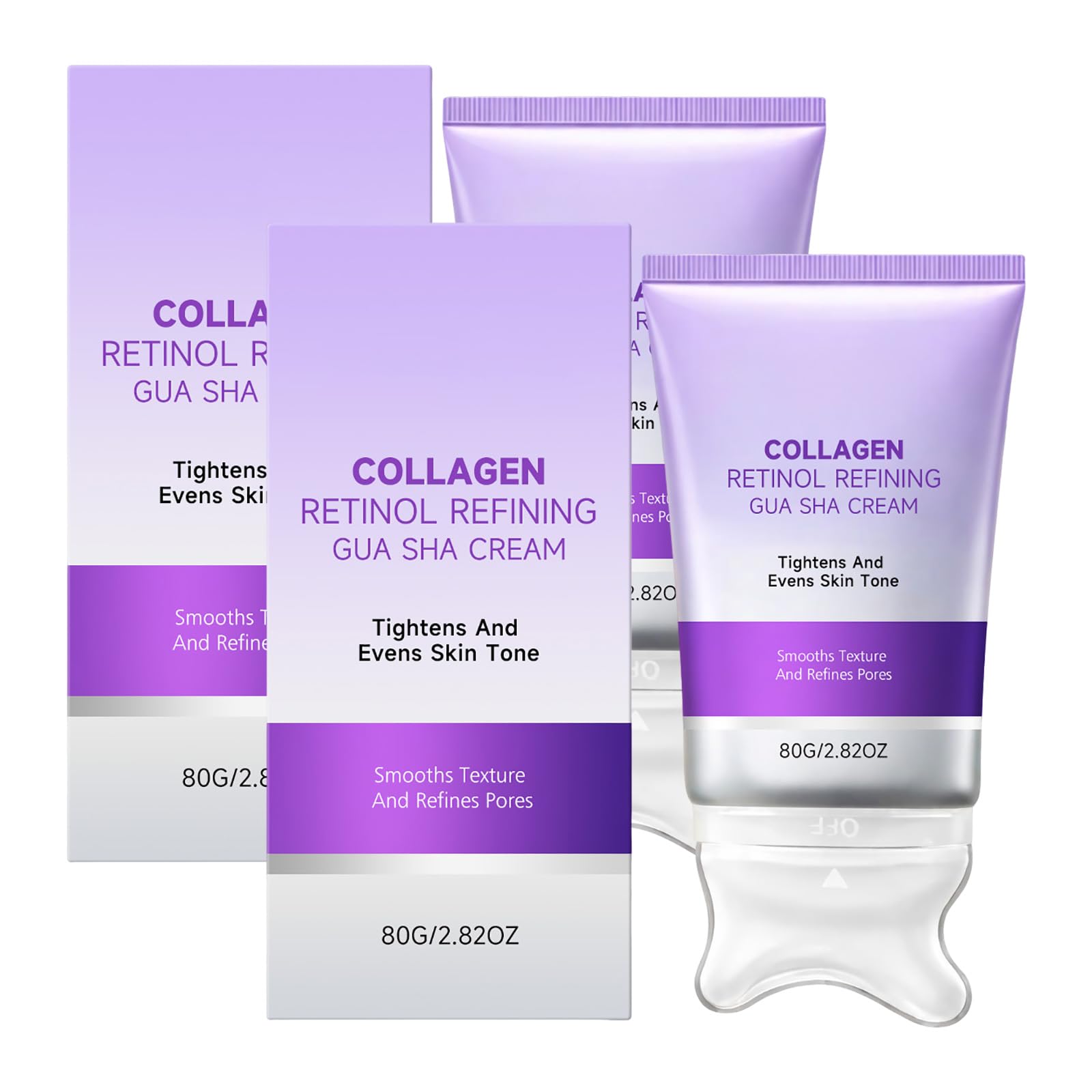 Collagen Retinol Gua Sha Cream for Skin Refining, Neck Massager Neck Cream for Toning and Lifting, from Chin to Décolleté, Daily Moisturiser, Care Against Fine Wrinkles