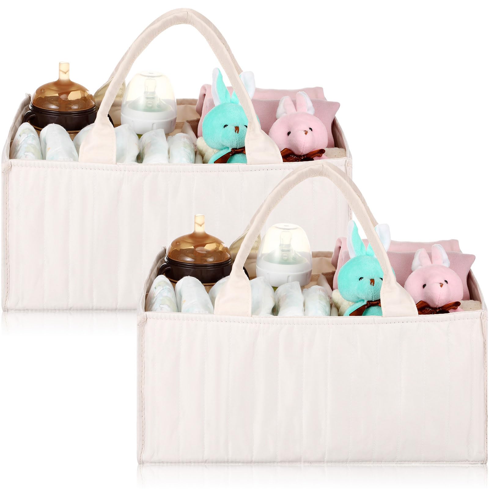 Ripeng 2 Pcs Large Baby Diaper Caddy Organizer with Handle Babies Stylish Storage Basket for Newborn Nursery Newly