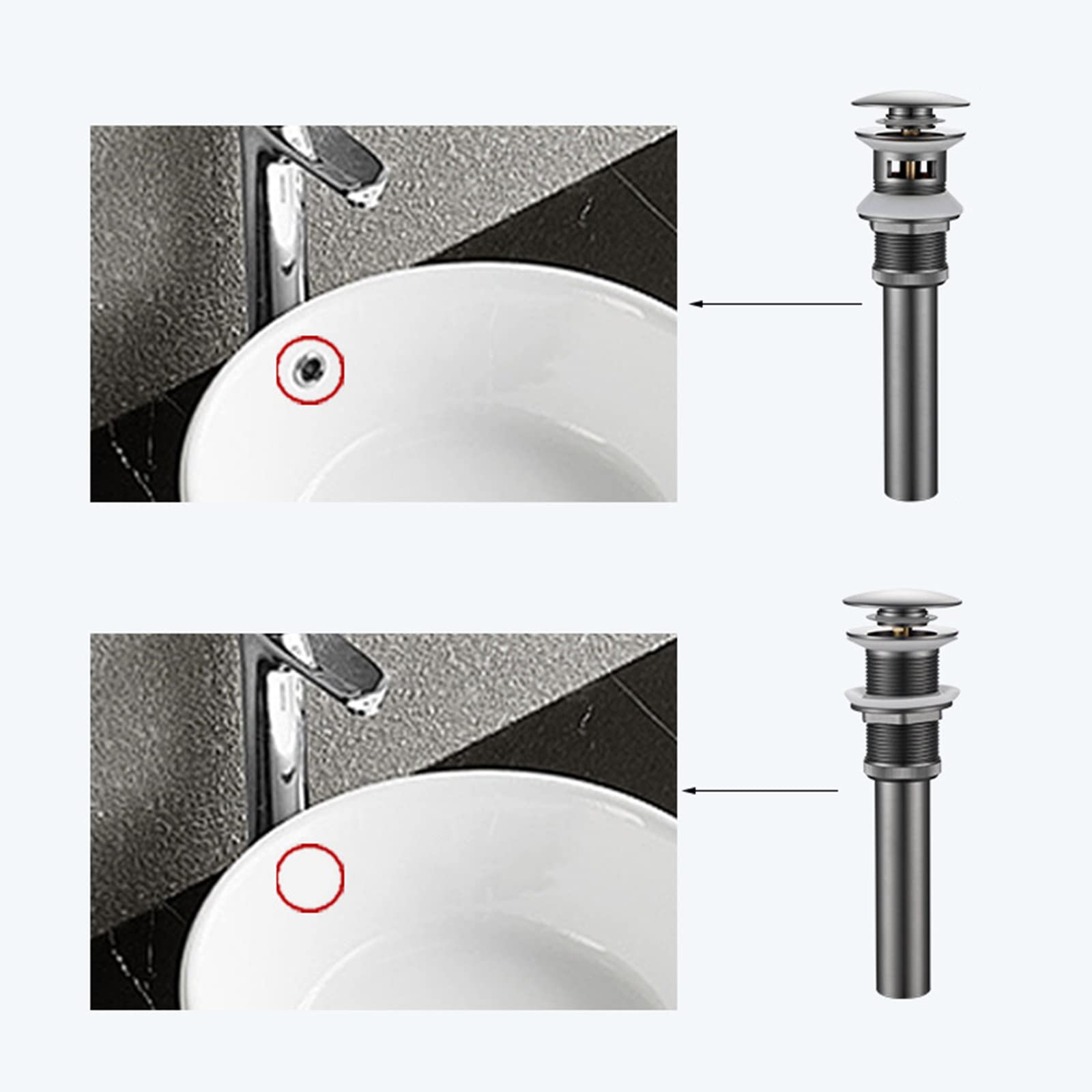 Piletta Lavabo Bagno Pop Up,grigio Pistola,Piletta Lavabo Bagno Click Clack,Piletta Lavabo Bagno Pop Up,Rame Pieno,grigio Pistola D