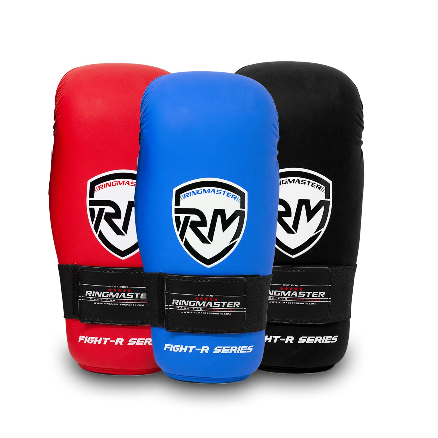 RingMaster Semi Contact Point Gloves Open Palm Hand Protector Taekwondo Training Sparring Martial Arts Kickboxing (Blue, Small)
