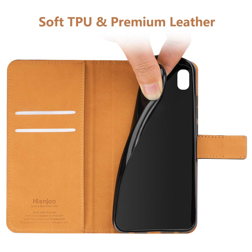 Hianjoo Etui na telefon kompatybilne z Samsung Galaxy A10, [skóra premium] portfel karty z klapką pokrowiec zamiennik do Samsung Galaxy A10 - czarne