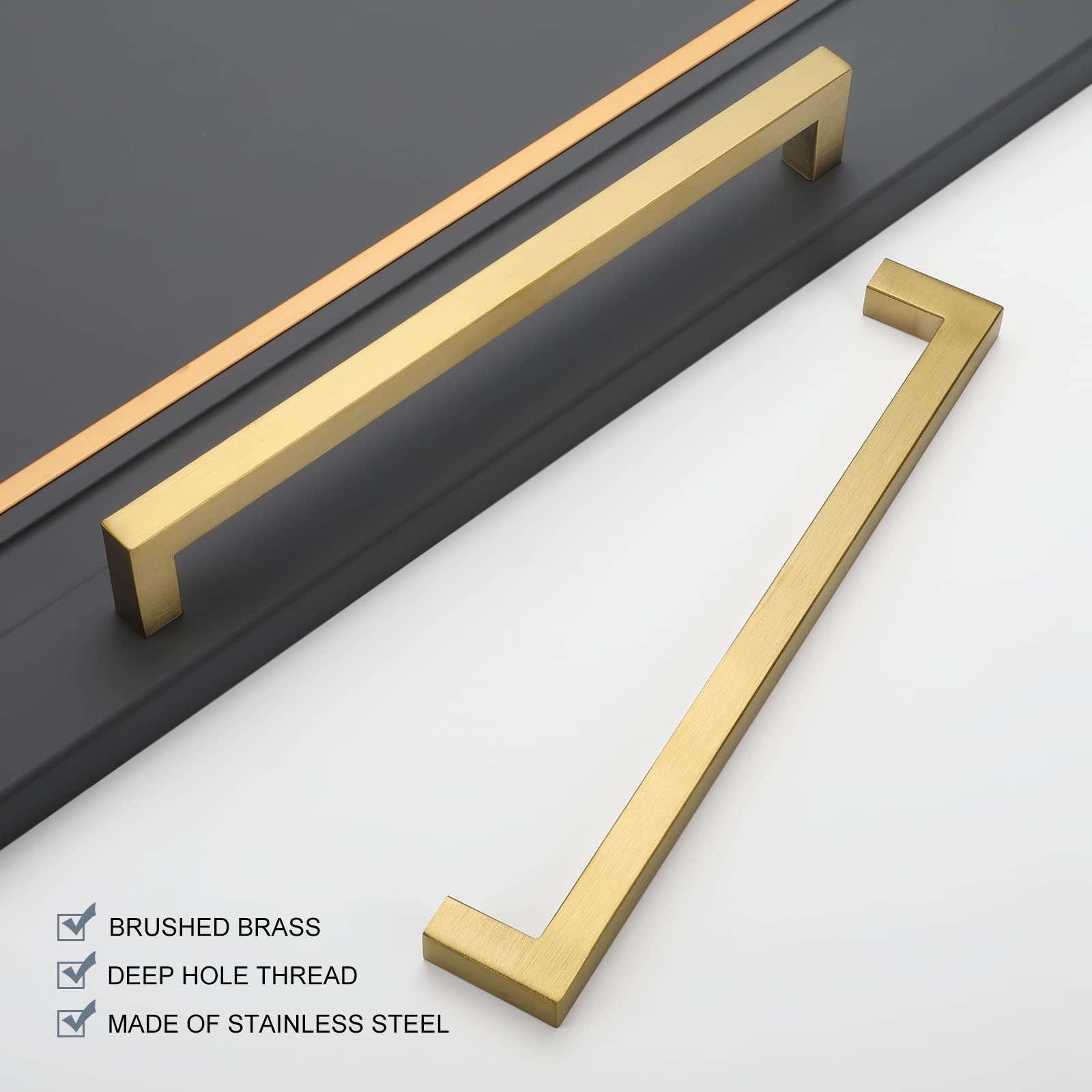 Maniglie Per Mobili In Oro Spazzolato - 10 Pezzi Per Cucina, Armadi E Cassetti, Distanza Fori 192 Mm - Foto 7