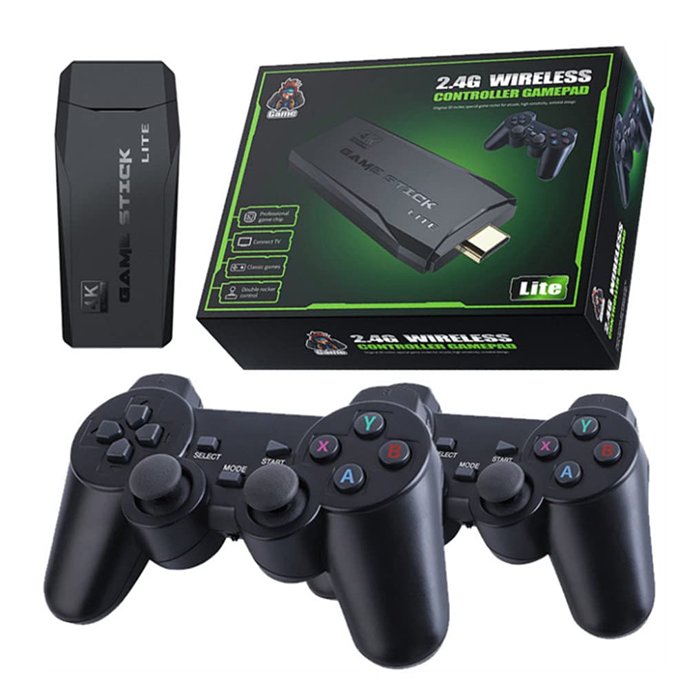 M8 4K HD 32GB 64GB Game Stick Lite Video Game Console with 2.4G Wireless Controller Built in 3000+ Games for PS1 (64GB)
