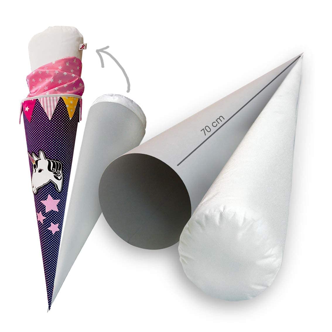 windeltou Premium Bastelset 70 cm | Papprohling + Inlettkissen für Schultüte, Schultütenkissen, Zuckertüte