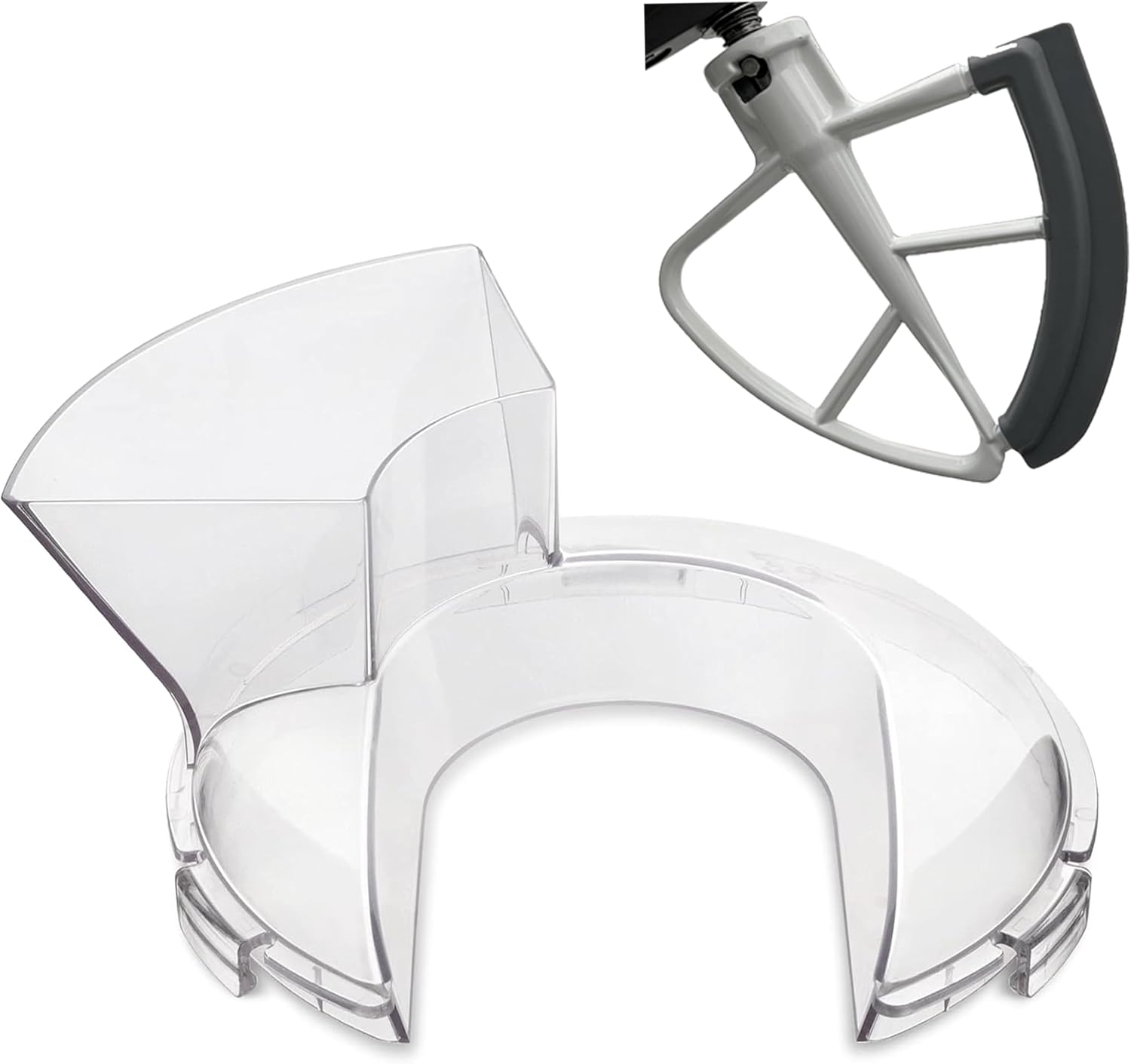 Pouring Shield with Flex Beater for KitchenAid 4.5-5 Quart Tilt-Head Stand Mixer, Clear, Splatter Guard with Pour Spout