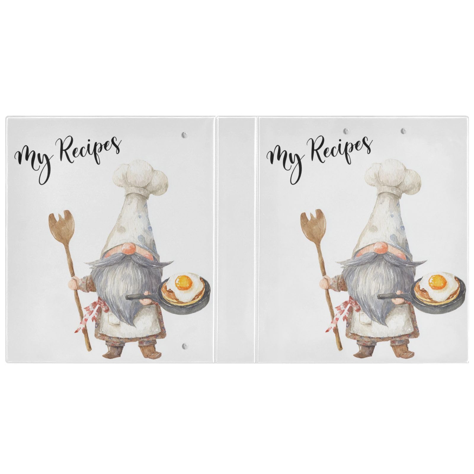 My Recipes - Raccoglitore per ricette con gnomo carino, 8,5 x 11 cm, 3 anelli, raccoglitore per ricette, raccoglitore per libri di cucina, con appunti e tasche, grande organizer per ricette