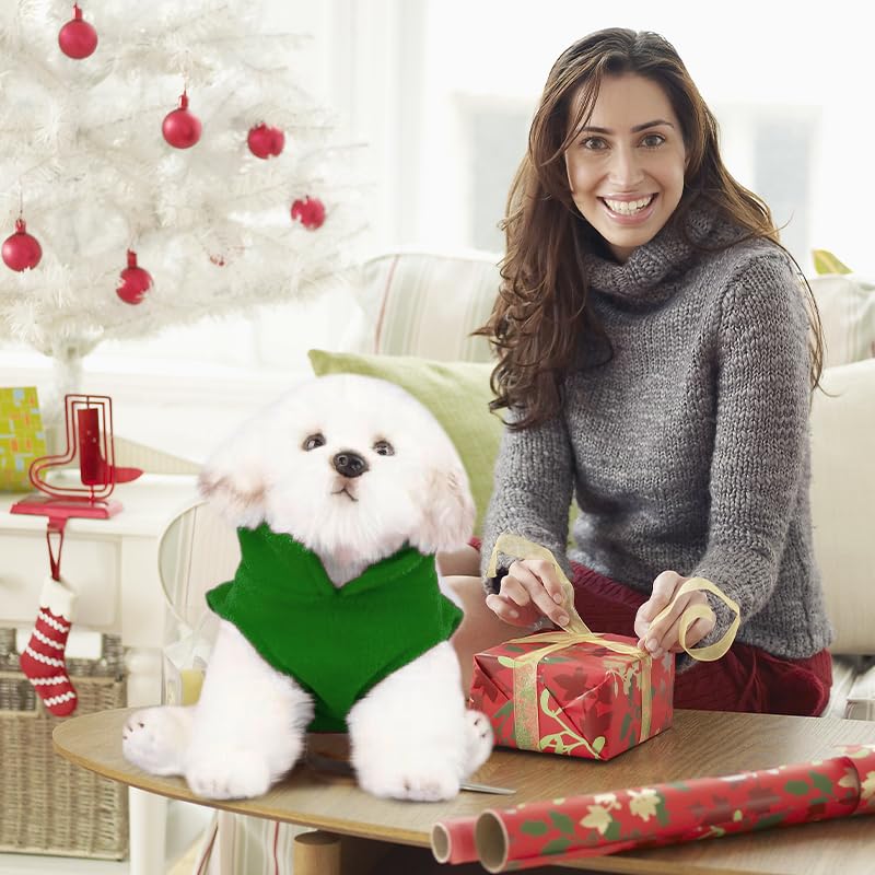 Hundemantel Mit Geschirr für Kleine Hunde - Hundepullover, Chihuahua Kleidung, Wintermantel für Innen und Außeneinsatz (Grün, L)