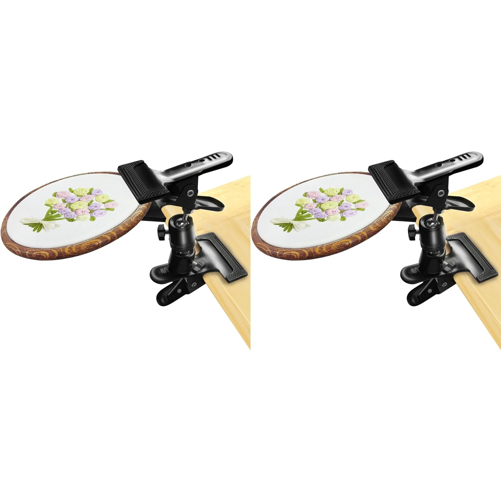 Vjsujehgy 2X Metal Embroidery Hoop Holder - 360° Rotated Adjustable Table Clamp Stand Clip,Tabletop Craft Clamp for DIY