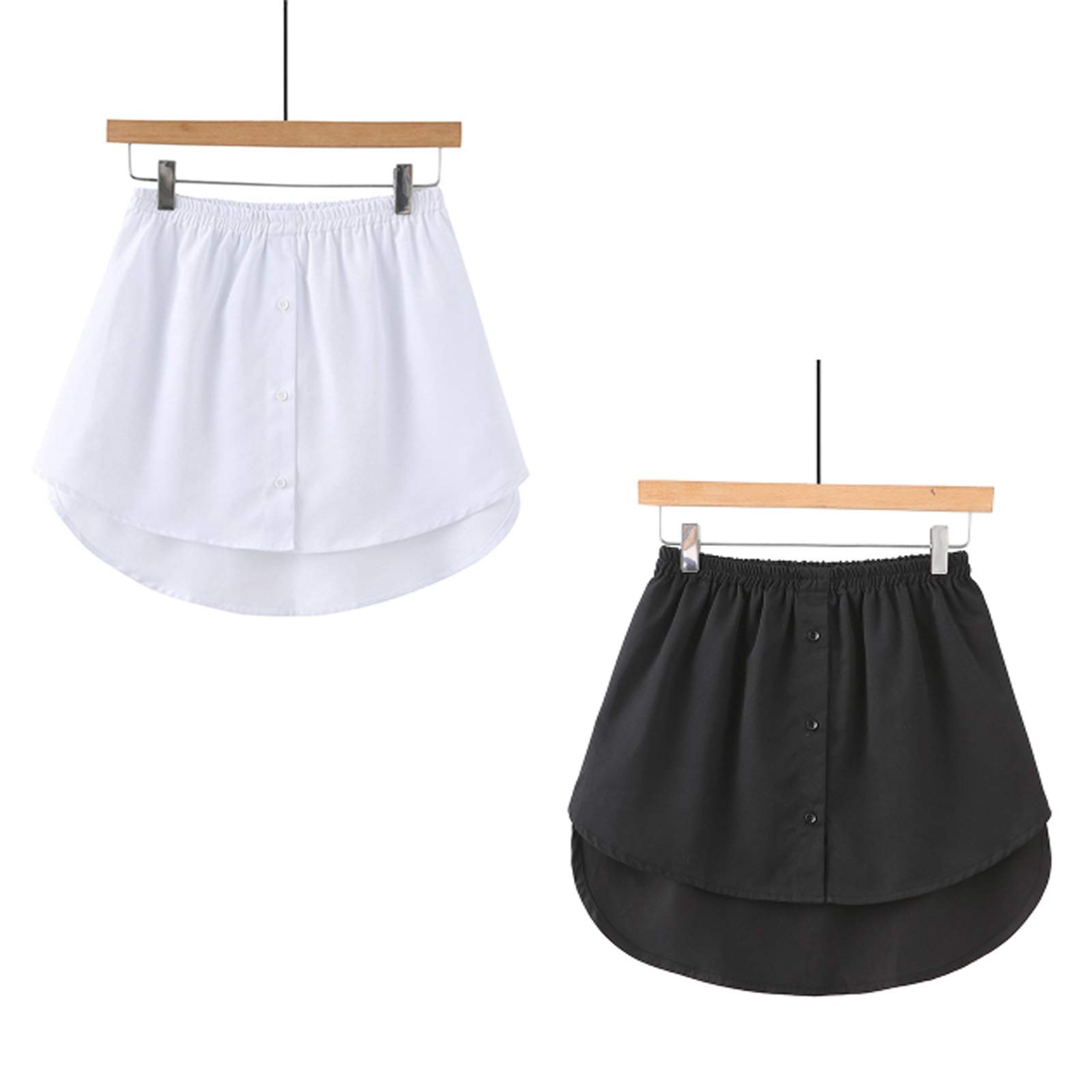 CCSU Adjustable Layering Fake Top Lower Sweep, Skirt Half-Length Splitting A Version, Women Ladies Fake False Shirt Tail Blouse Hem for Sweater Sweatshirt Jacket (White+Black,L)