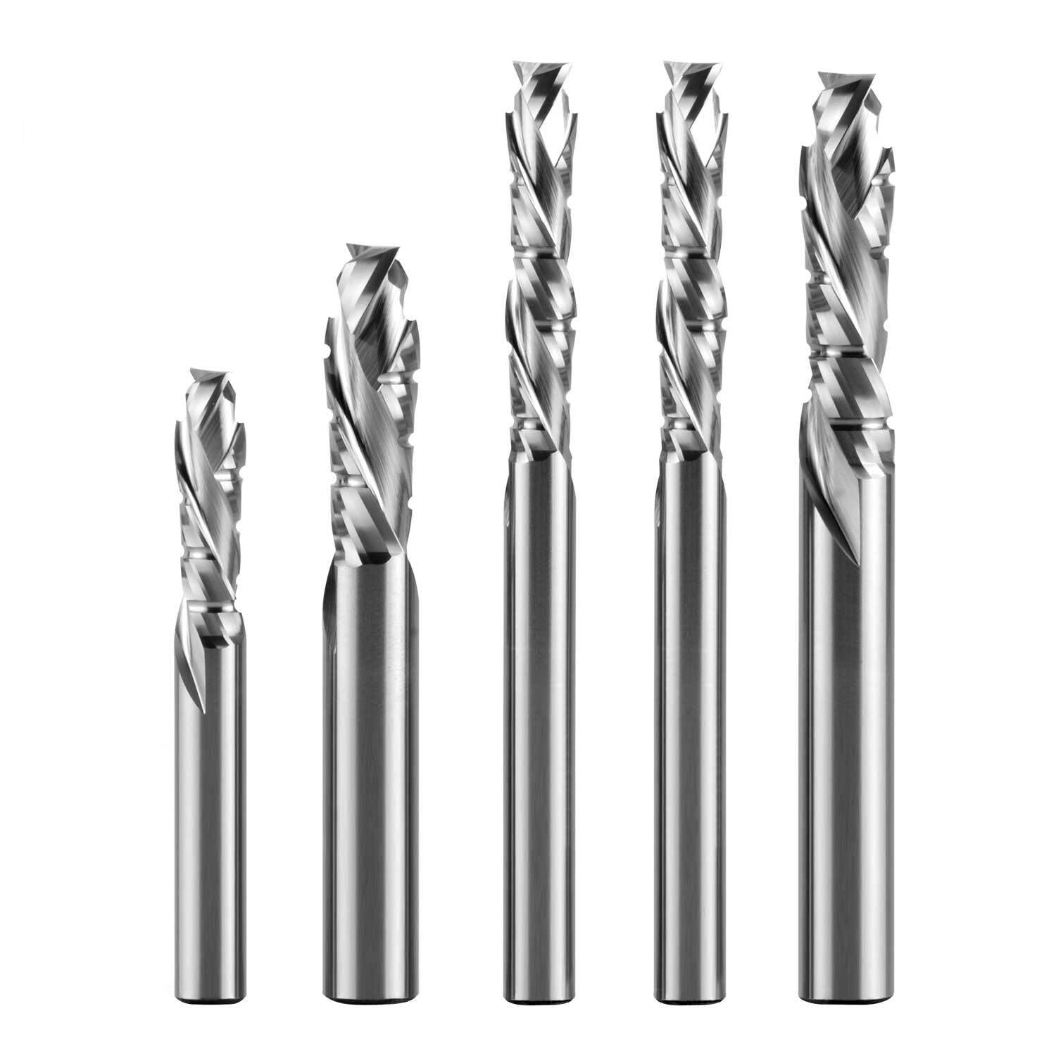 Fresa A Compressione su E Giù for in Metallo Duro CNC 6mm 8mm Due Flauti for Incisione Legno con Rompitruciolo(C2sf-d8-l25)