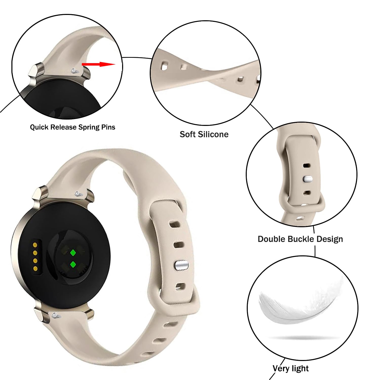 Issinlky Silikonowy pasek kompatybilny z Garmin Lily 2, 14mm Sportowy pasek zamienny dla Garmin Lily 2 damski