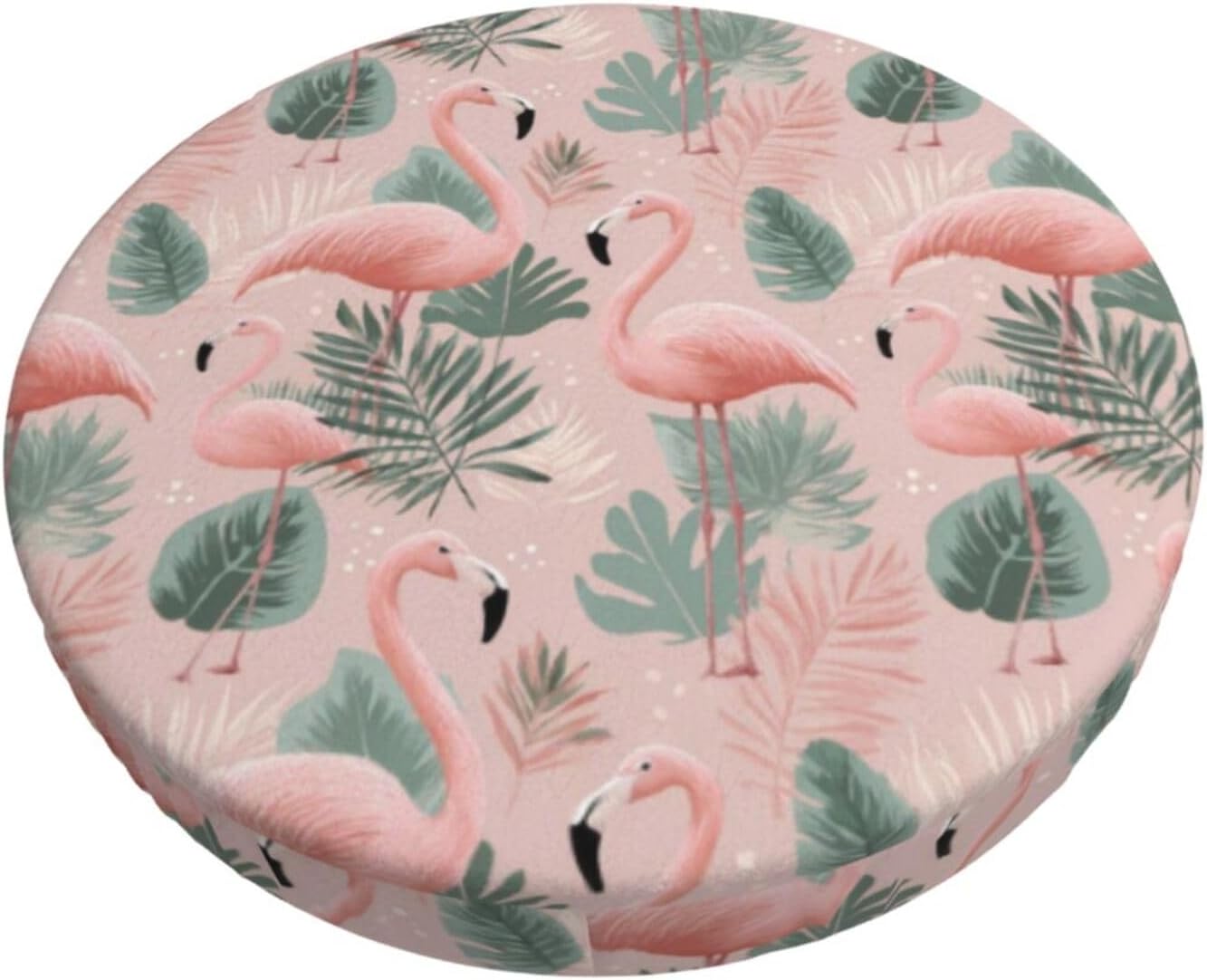 Tropical Flamingo (5) for Round Bar Chair Cushion Cover, Non Slip Elastic Stool Seat Cover Washable