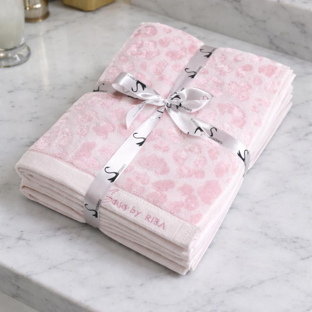 SENSES by Riba Pink Jacquard 500 GSM Bath Towel Set | Soft, Absorbent & Quick Dry | Luxury Yarn Dyed Towel Set for Home & Gifting | 70x140 cm (Pack of 2)-image-1