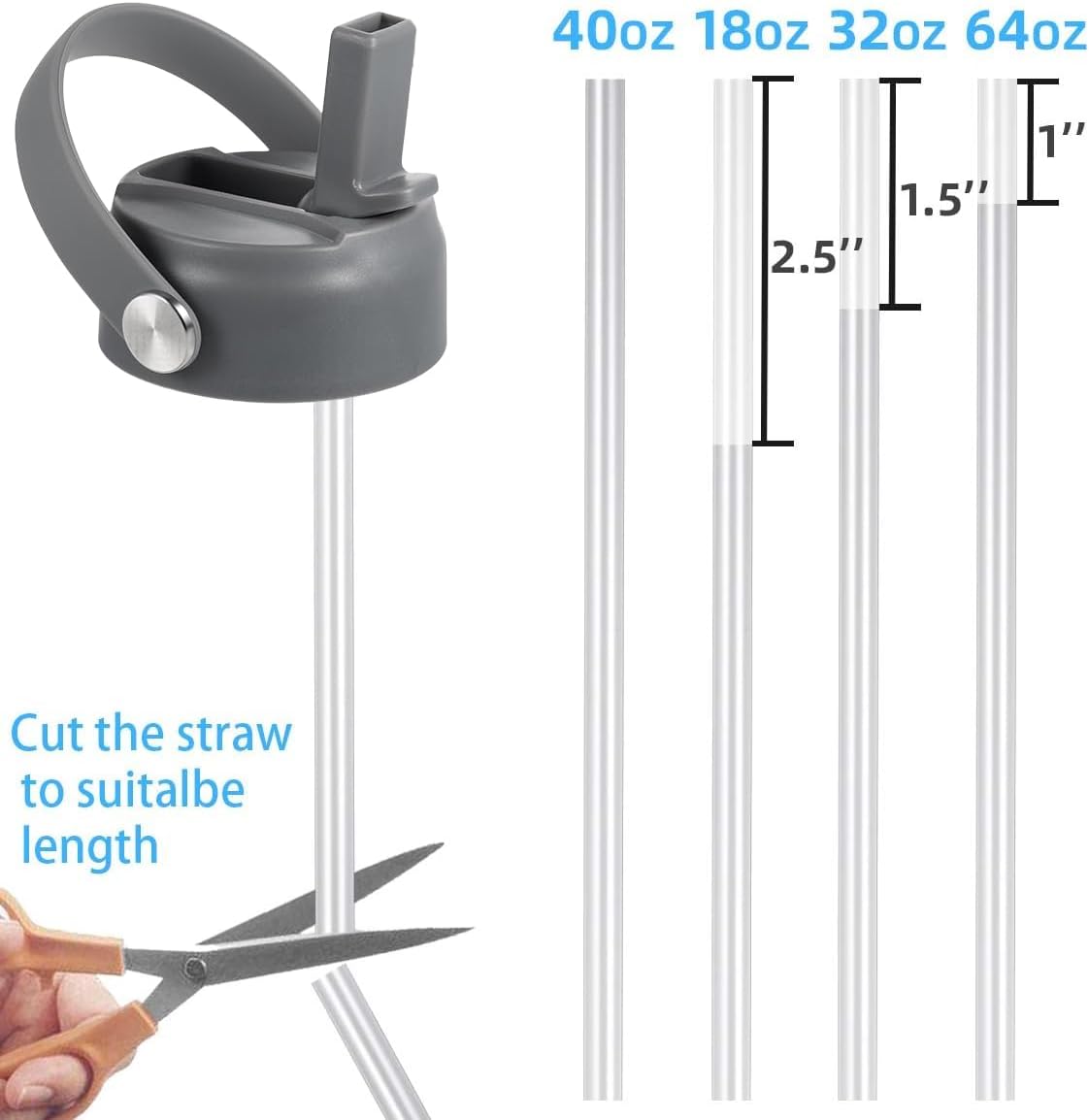 Straw Lid for Hydro Flask Wide Mouth 32 40 oz, Straw Lids with Flexible Handle and Straws Compatible with HydroFlask, Replacement Sports Flex Cap Wide Mouth Top 32 40 oz - Image 4