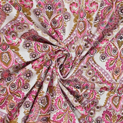 Image of 100% Cotton Single Bedsheet with 1 Pillow Cover | 240 TC Pure Cotton Flat Bed Sheet | Traditional Jaipuri Printed Bedding Set | Soft & Breathable | 60 x 90 Inch (Rangmahal Single 28)