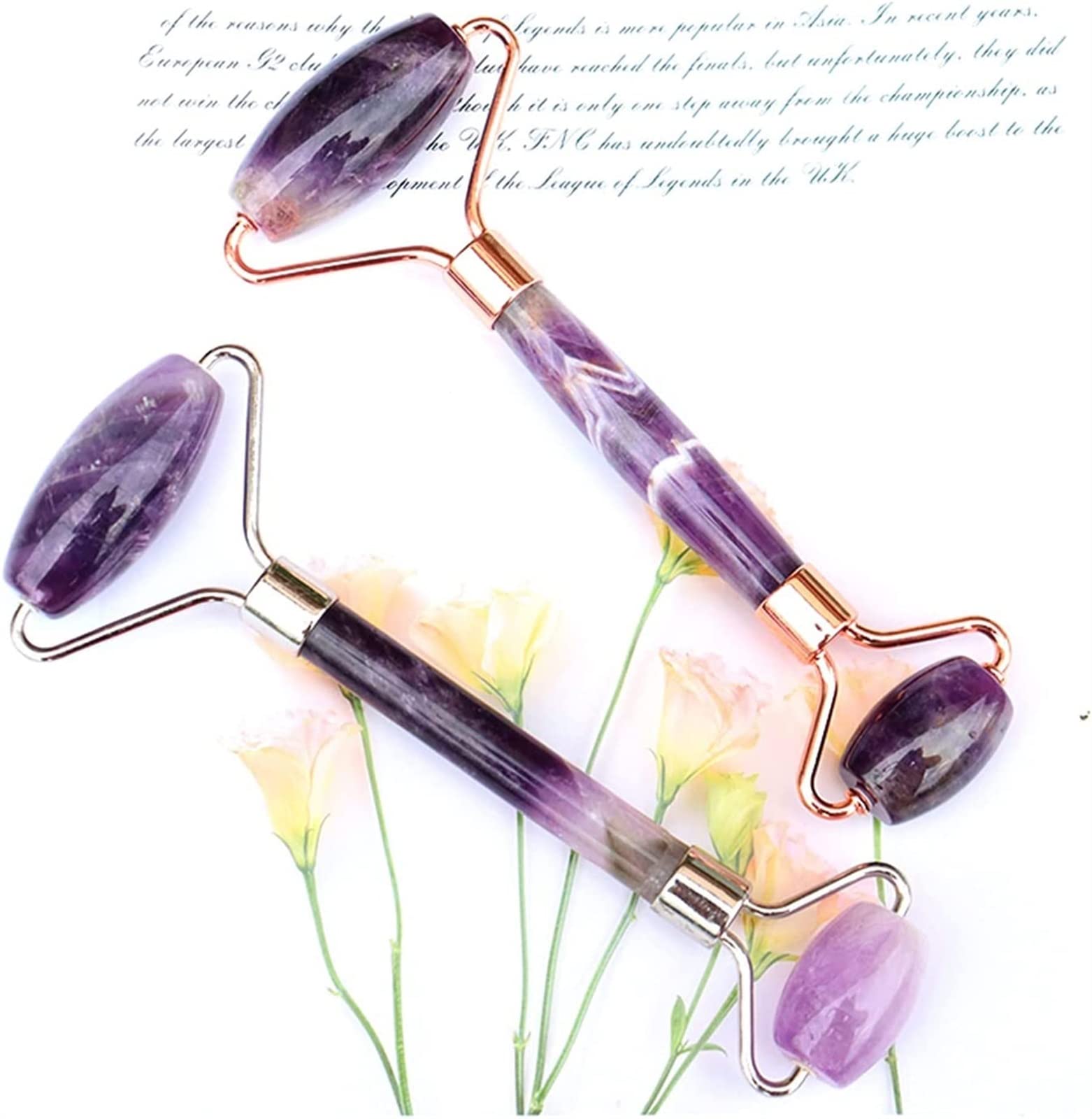 Amatista Piedra en bruto Cuidado de la cara Herramienta de masaje Rodillo de amatista Juego de masaje Gua Sha Masajeador de jade de cristal natural Facial Cuerpo Cuello Piel Belleza Desintoxicación In