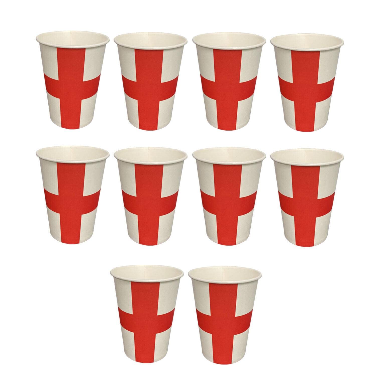 Shatchi White, Colorless 10Pcs England Paper Cup St George Party Supplies For England Sporting Events Pub Football World Cup Celebrations Party