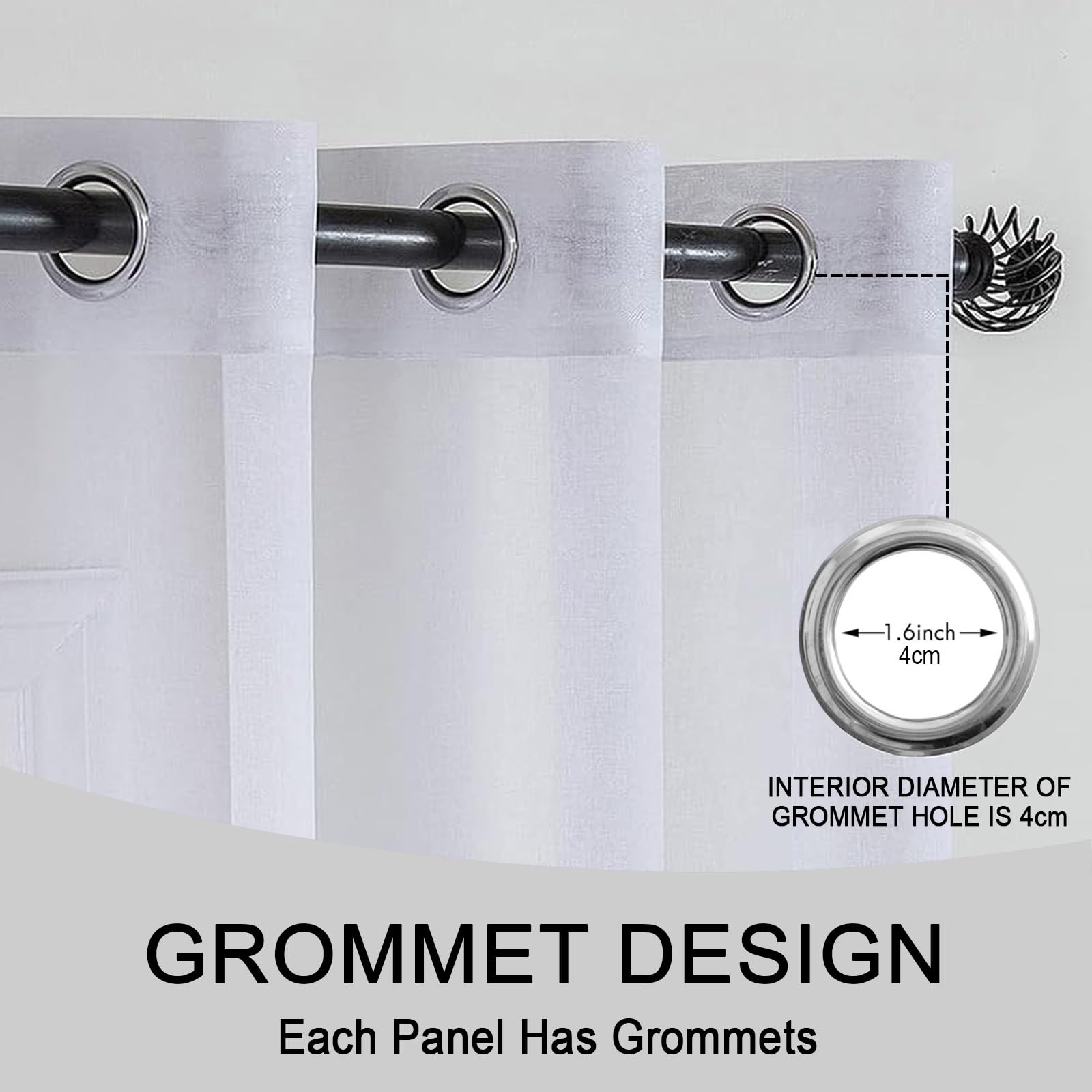 2 Pièces Rideaux Voilage 235 x 260 cm Rideaux Salon Semi-Transparent Rideau Voilages Intérieurs Voilage Blanc, à Oeillets pour Salon Chambre Enfant Adulte, Blanc