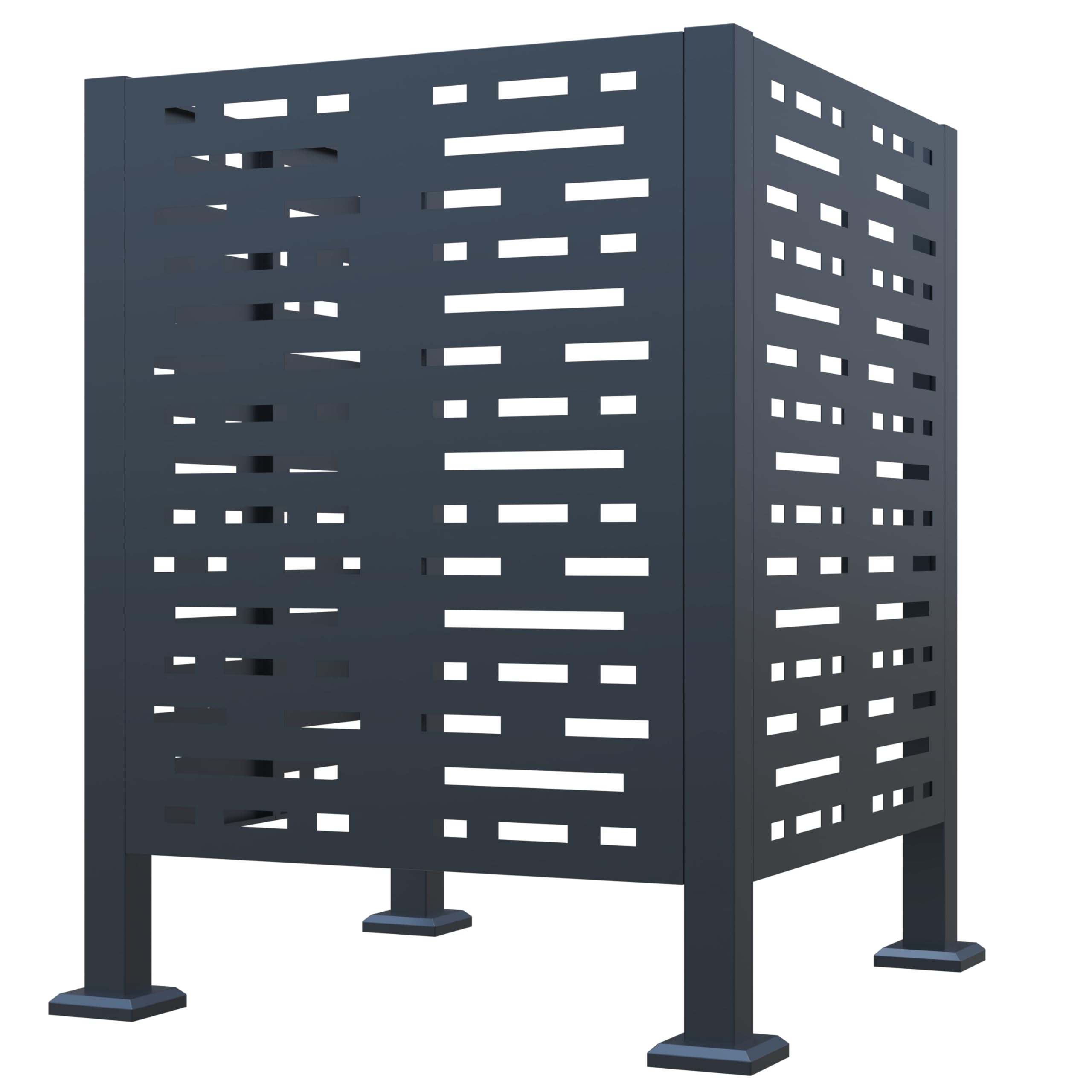 Abdeckung für Klimaanlage, quadratisch, 91 x 91 x 114 cm, Turmabdeckung aus verzinktem Stahl, Anthrazit, Schutzkäfig für Wärmepumpe mit 2 hängenden Pflanzgefäßen
