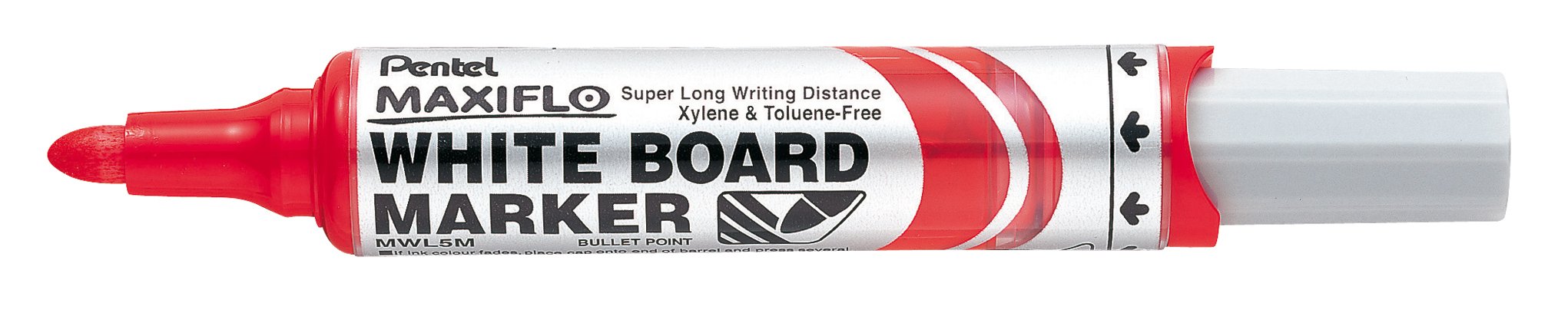 Pentel Maxiflo Whiteboard-Marker, rund, Flüssigtinte, Basis, Rot, 12 Stück