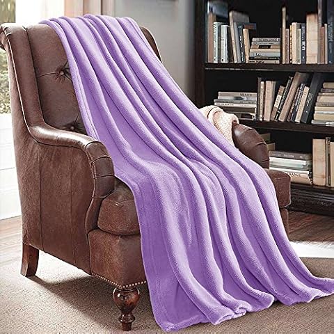 JML Plush Throw Blanket 50" x 60", Plush Soft Fleece Blanket –Solid Color Violet, Lightweight All Season Couch Sofa Blanket Cover