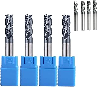 WAMGR End Mills-4pcs Tungsten Carbide End Mill Bits 6mm Shank Single Flute Spiral CNC Milling Cutter, 4 Flute 45°,6mm Diameter x 50mm Length Square Nose End Mill