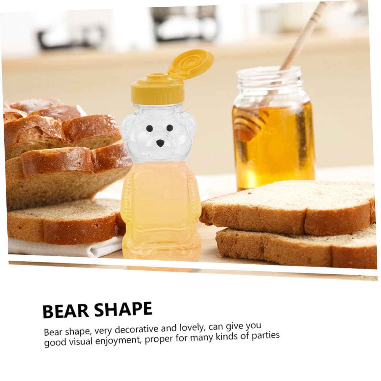 DECHOUS 8pcs Plastic Skep Style Jar Bear Juice Bottle Drinking Cup Refillable Honey Dispenser Plastic Honey Bottles Honey Jar Honey Squeeze Jar Candy Jar Refrigerator Student The Pet