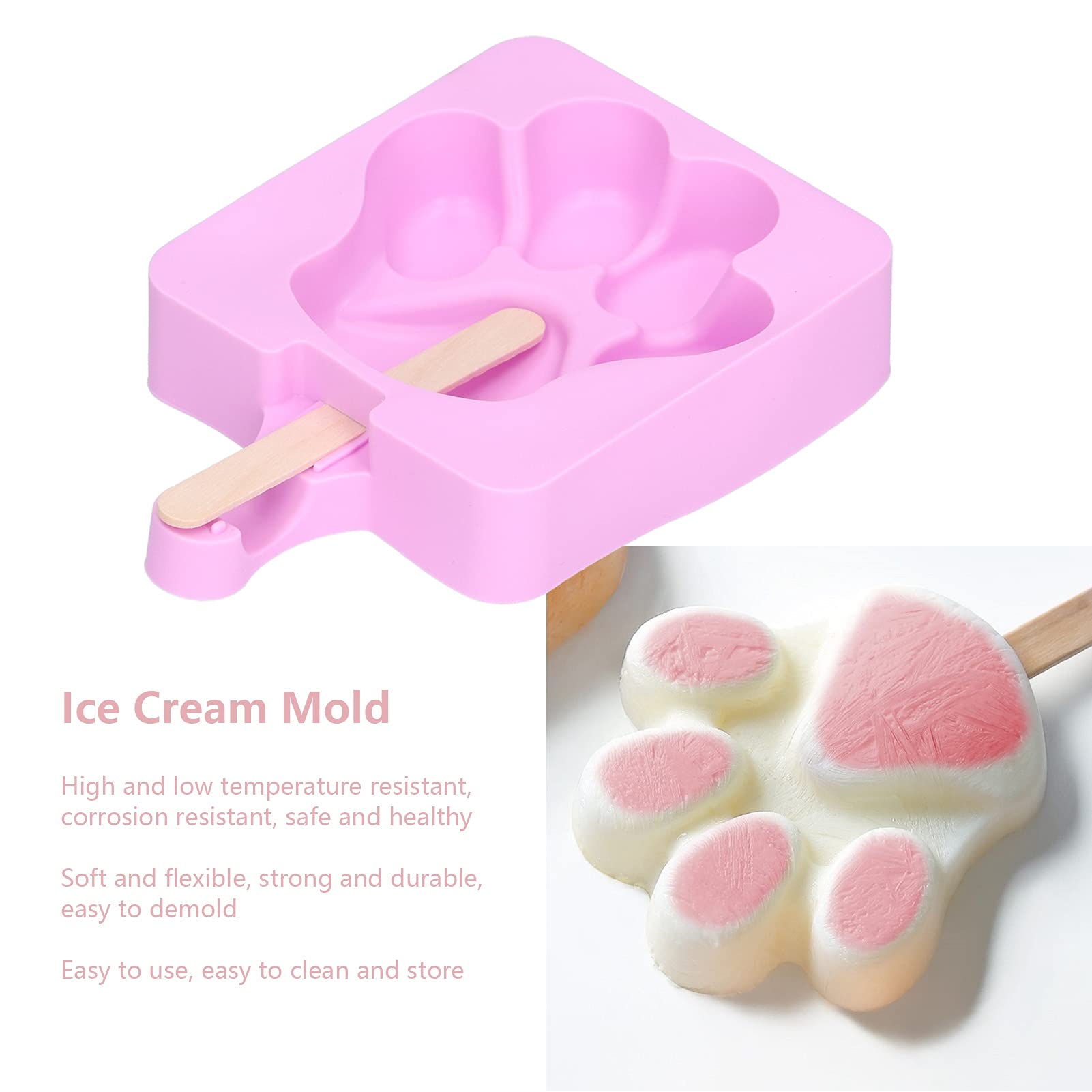 3 moldes de silicona for paletas con diseño garra gato. Moldes for helados for y pasteles