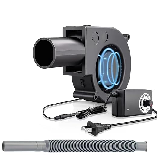 Martians BBQ Blower Fan - 97mm x 33mm - 12V with 120V – 240V AC Plug & Variable Speed Controller for Outdoor Grilling, Camping Cooking & Charcoal Starter – Efficient Fire Bellowing Tool