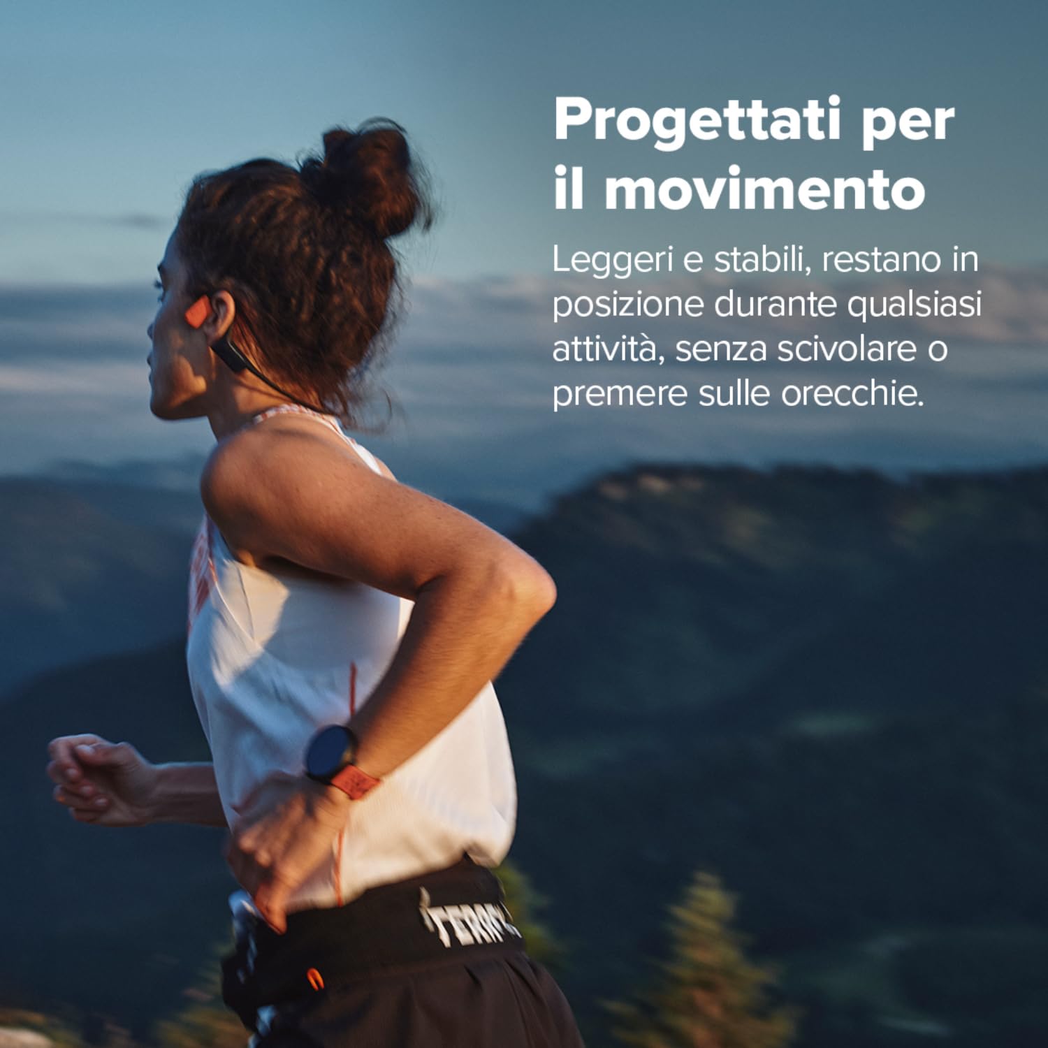 SUUNTO Wing 2 Cuffie Open-Ear, Cuffie Bluetooth a Conduzione Ossea, Impermeabili IP66 (Resistenti al Sudore), Luci di Sicurezza Intelligenti, Feedback Vocale, 12H di Autonomia + Powerbank da 24H