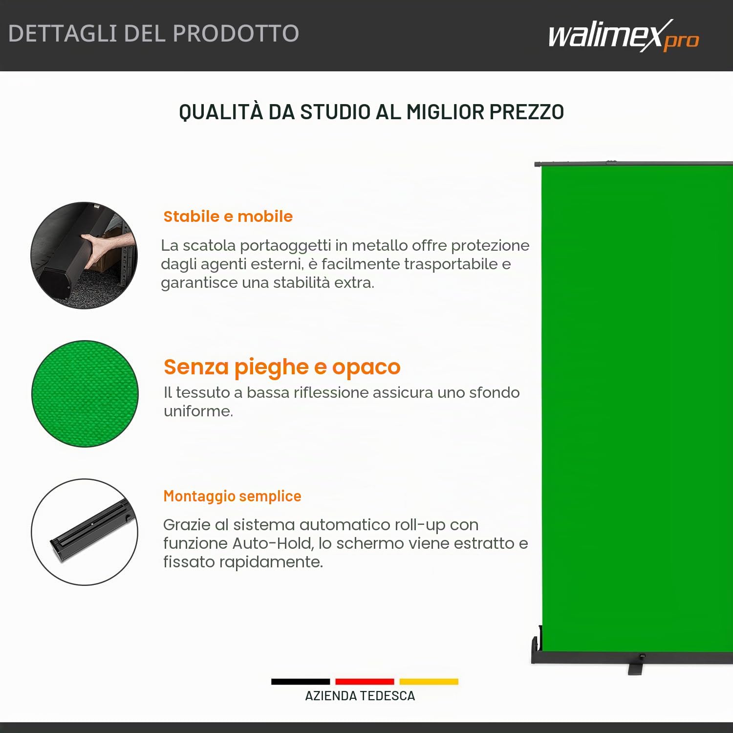 walimex pro Roll-up Panel Background 210 x 220 cm Green