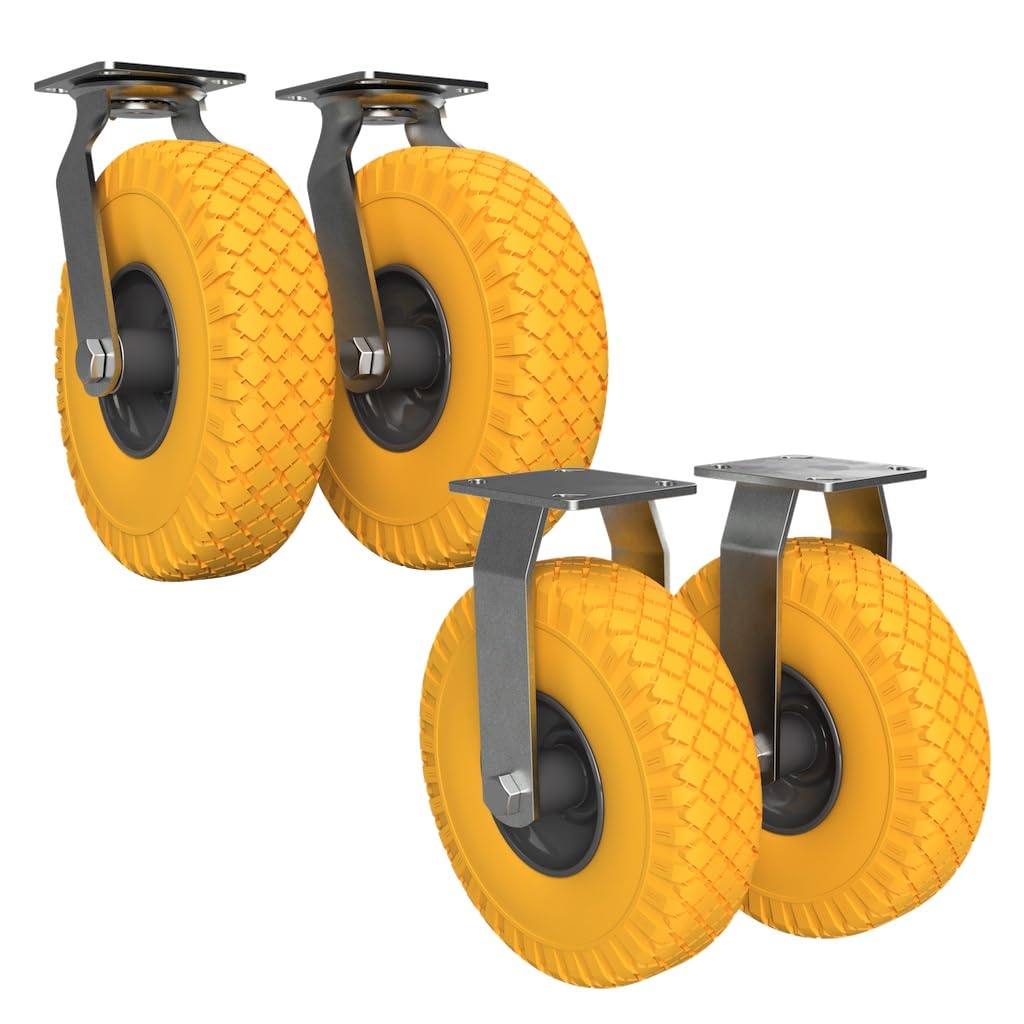 2 x Lenkrolle, 2 x Bockrolle mit PU Rad Ø 260 mm 3.00-4 Kugellager PANNENSICHER