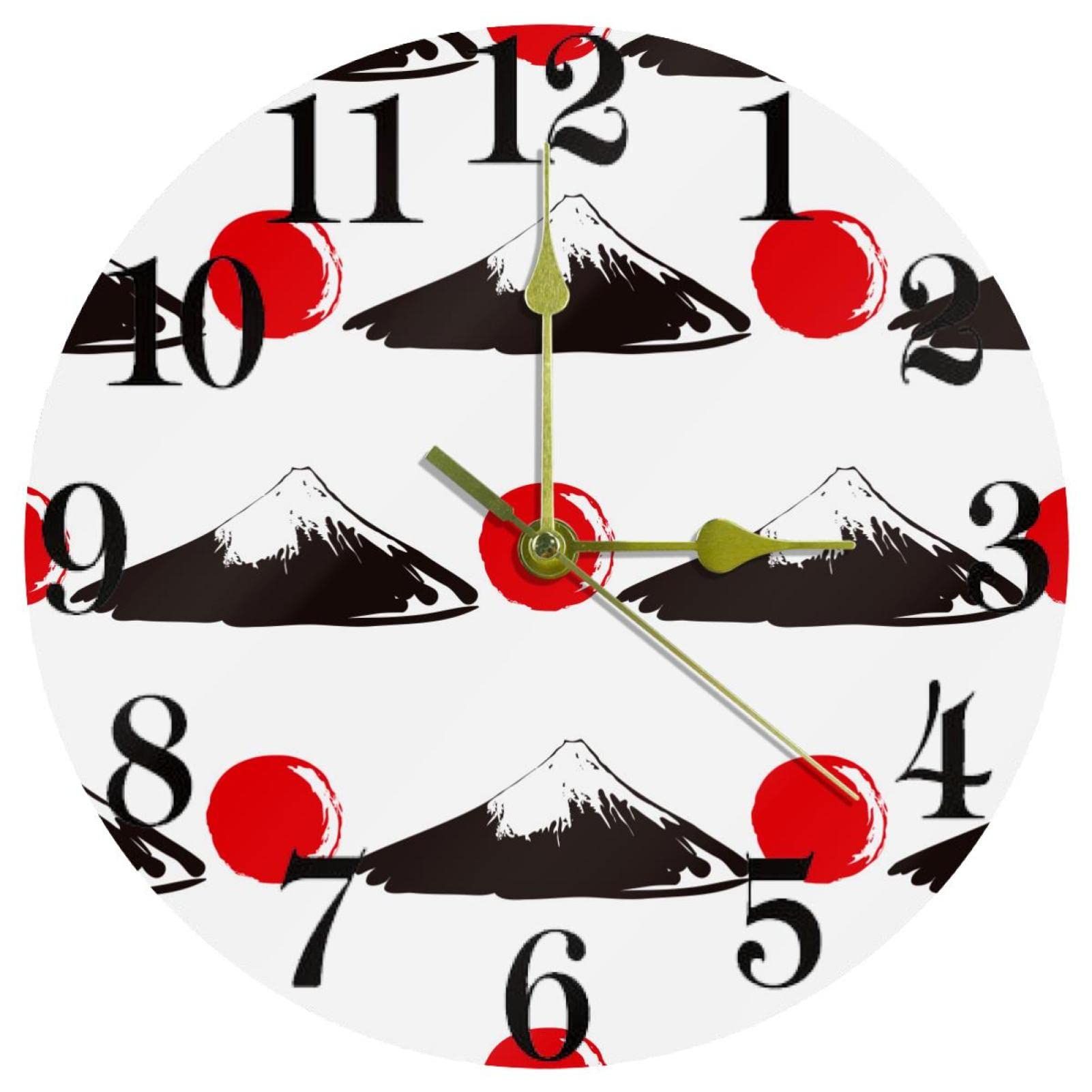 Horloge murale quartz sans tic-tac rouge 25,4 cm à piles