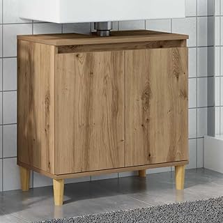 Modern Bathroom Sink Vanity Cabinet, Artisan Oak Engineered Wood, 2-Door Storage, 13.0 x 22.8 x 23.6 Inch, Brown Rectangular Design, Perfect for Small Bathrooms, Easy Assembly