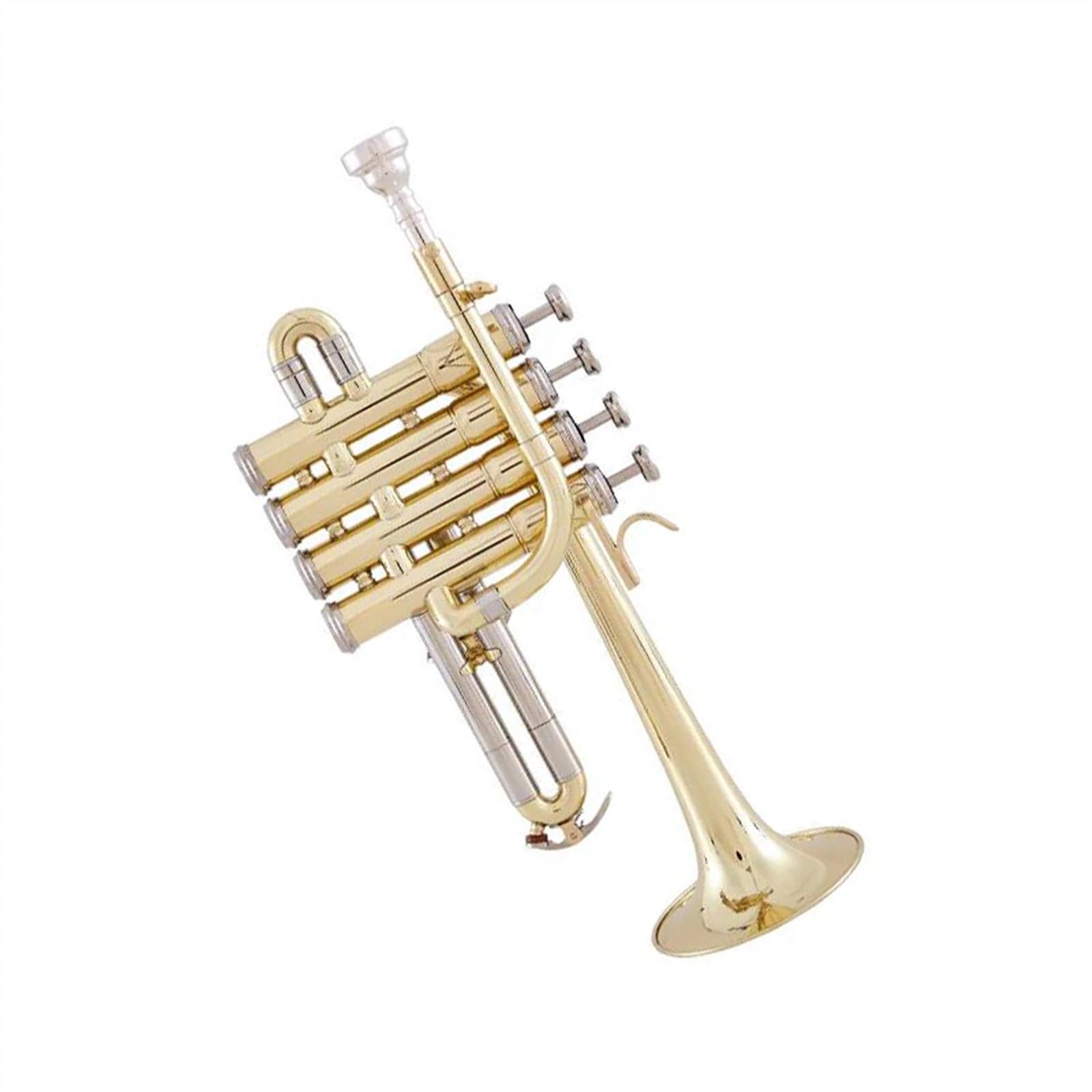 trompeta instrumento musical Trompeta Profesional Bb Piccolo Trompeta De Superficie Lacada En Latón Dorado, Pistón De Aleación De Trompeta De Tres Tonos(Color:Golden)