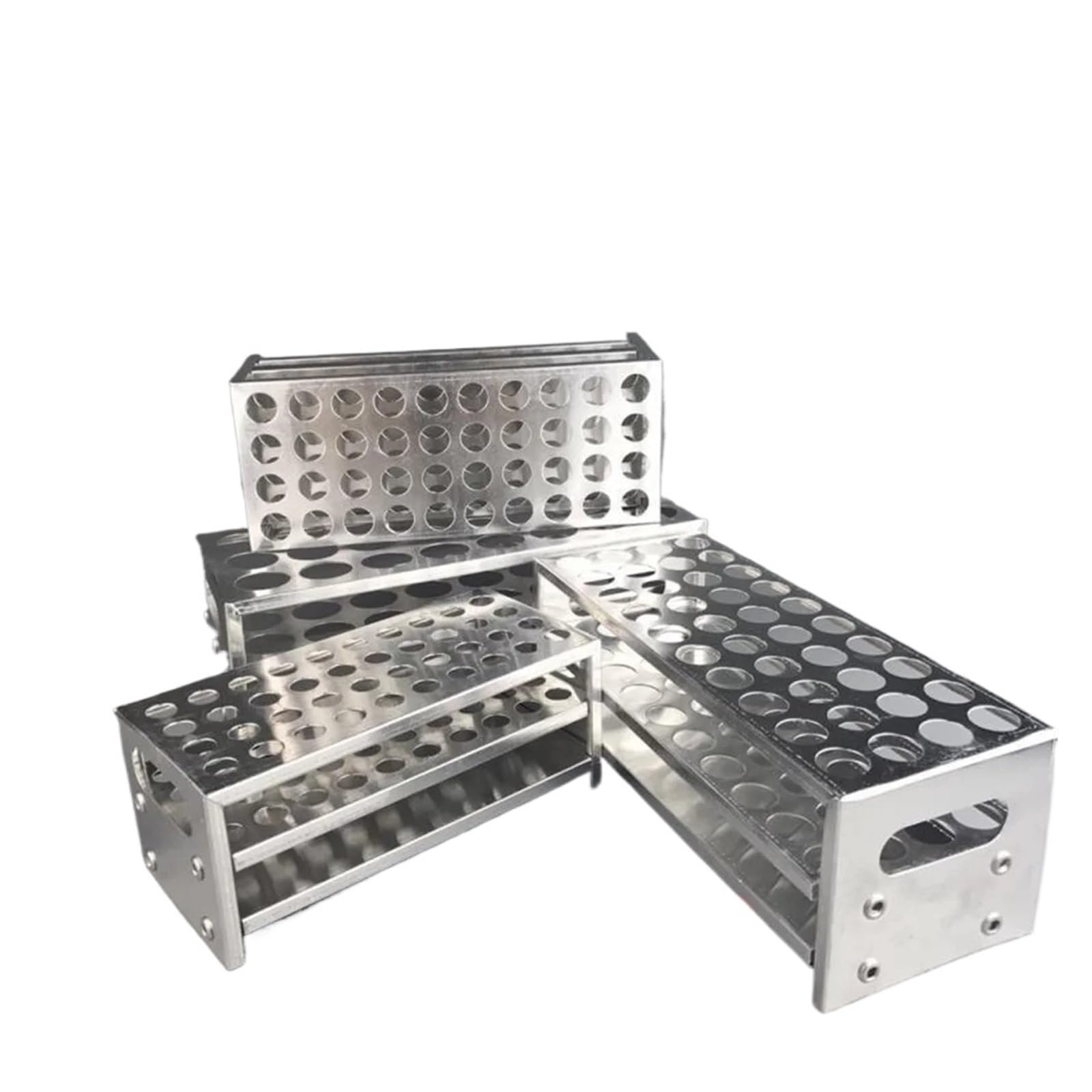 soporte for tubos de ensayo 15,5-21,5mm diámetro interior 30/40 agujeros soporte de tubo ensayo aluminio for estante Labware(22.5mmX40holes)