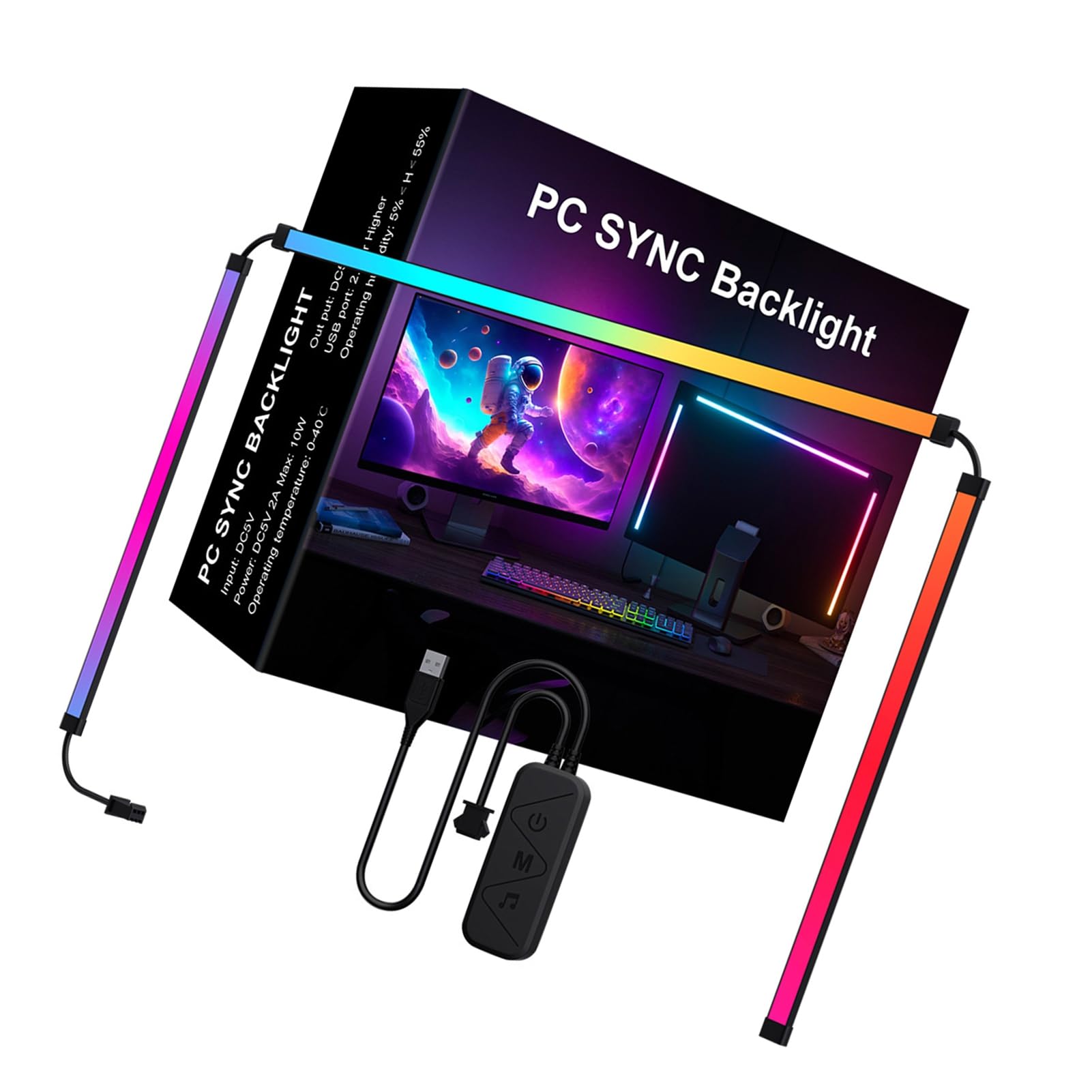 Tnfeeon RGB-LED-Lichtleiste, Flexible Silikon-Umgebungsbeleuchtung für Spielzimmer und Heimkino, Dynamischer Farbwechsel mit Controller, 5050RGB-Hintergrundbeleuchtung für TV und PC (24 Zoll) (24