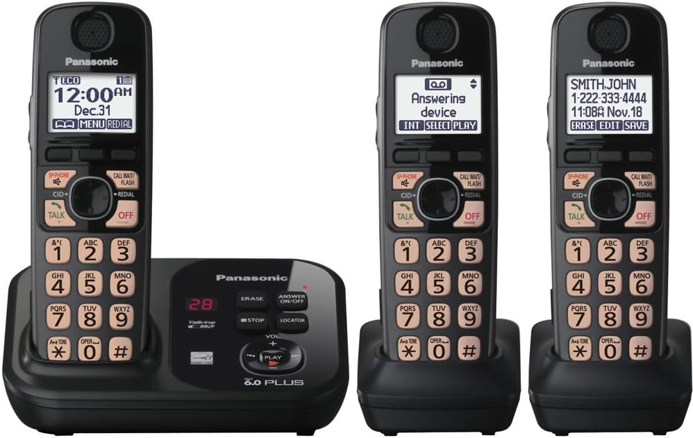 Super Sale 🛒 Panasonic KX-TG4733B DECT 6.0 Cordless Phone with Answering System, Black, 3 Handsets Flash Sale Buy 1 get 1 Panasonic KX-TG4733B DECT 6.0 Cordless Phone with Answering System, Black, 3 Handsets