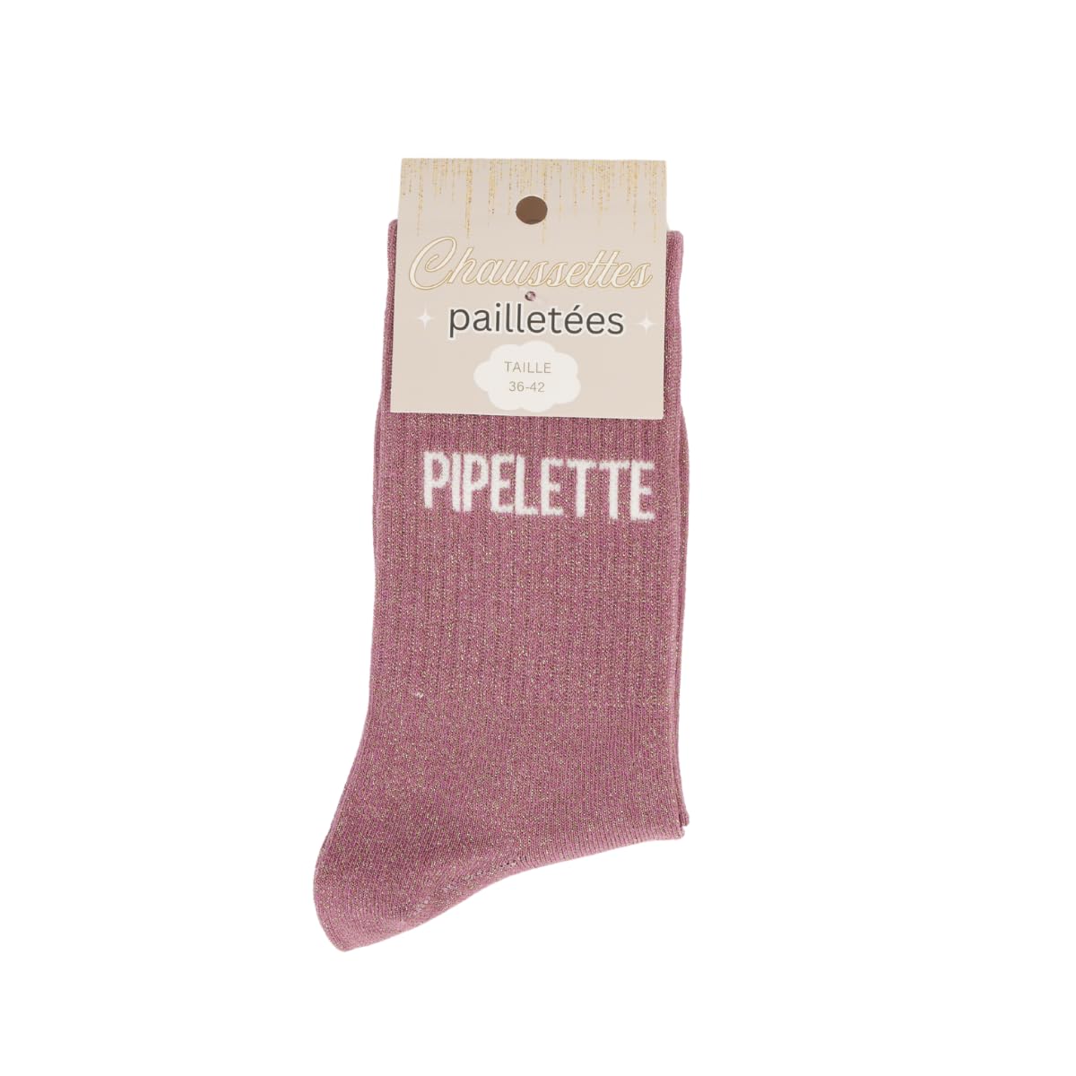 Chaussettes à Message Paillettes 'Coquine' - Taille Unique 36-42, Coton/polyester, Fil Métallique