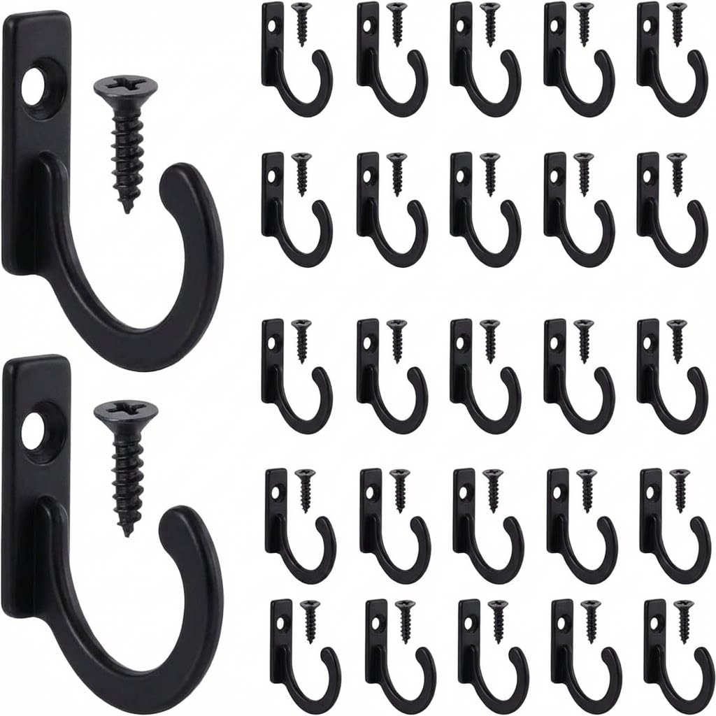 60 Pezzi Ganci Appendiabiti da Parete, Mini Ganci da Parete Singoli in Metallo Attaccapanni da Muro a Vite Ganci in Stile Antico Neri Gancio Singolo Vintage per Corridoi, Camera da Letto | Attaccapanni da Muro a Vite, Ganci in Stile Antico Neri, Gancio Si
