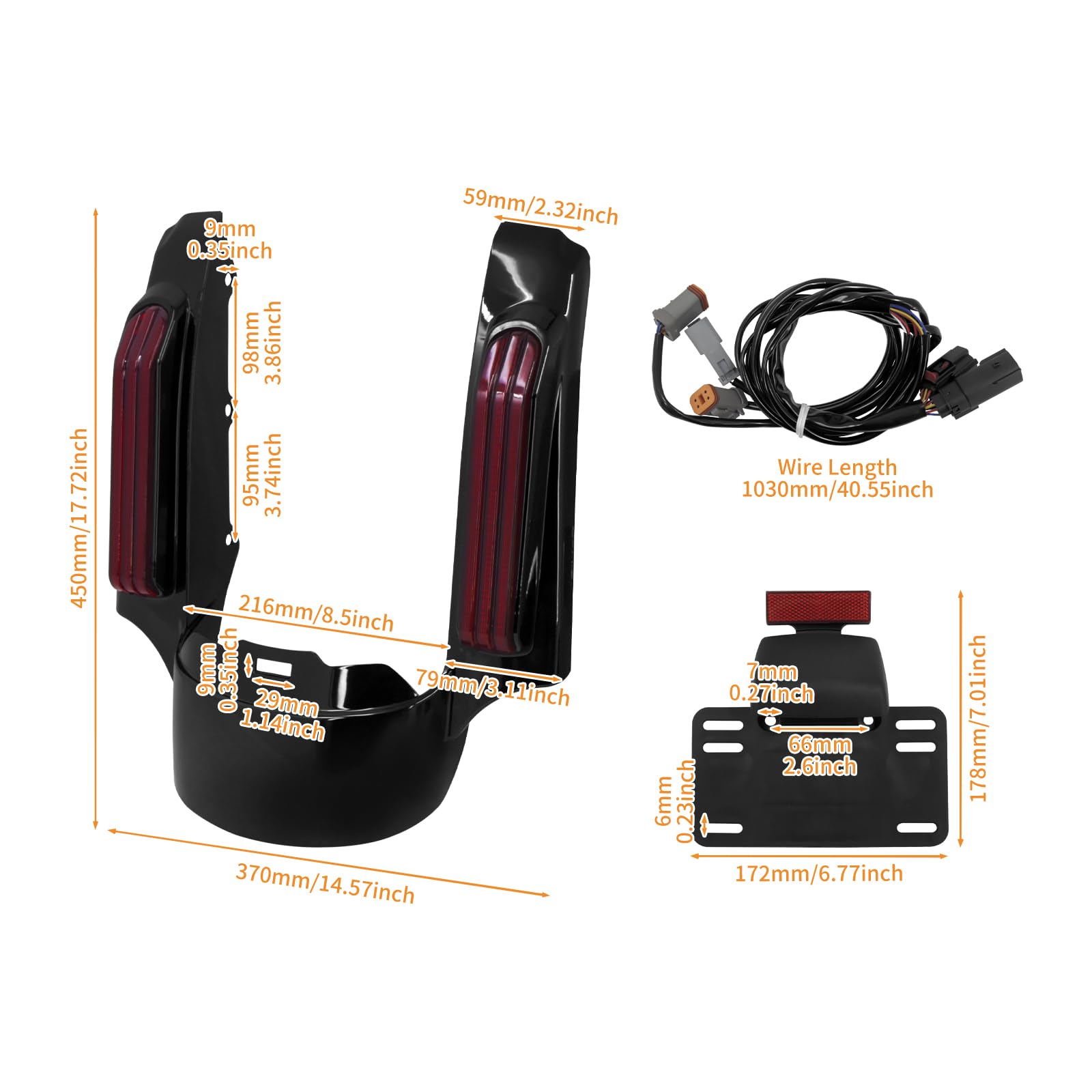 VEISUTOR LED Rear Fender Fascia Kit For Road Glide 14-23, Rear Fender