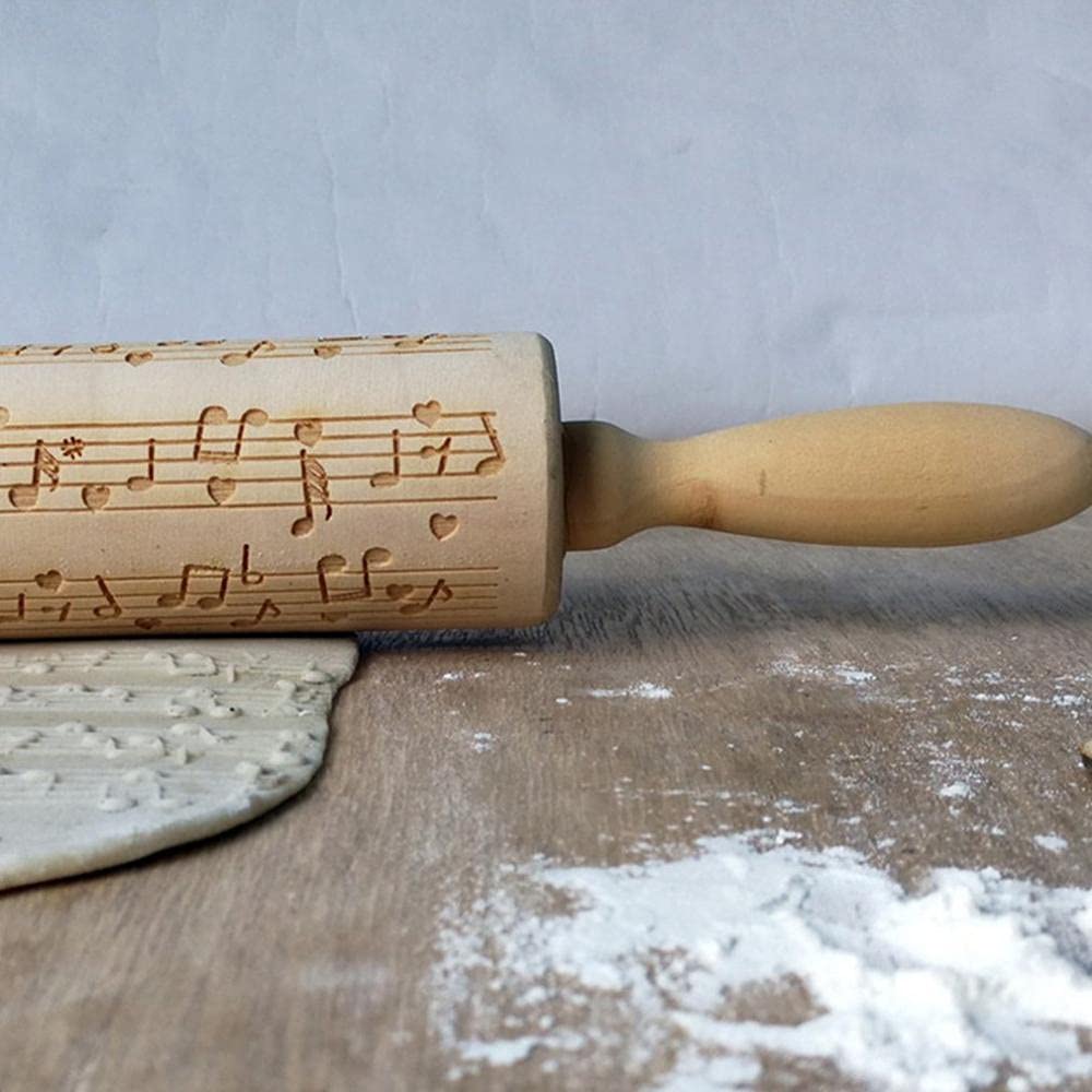 Nudelholz, 2pc Rolling Pins Pin Musical Notes Holz Präge Werkzeug